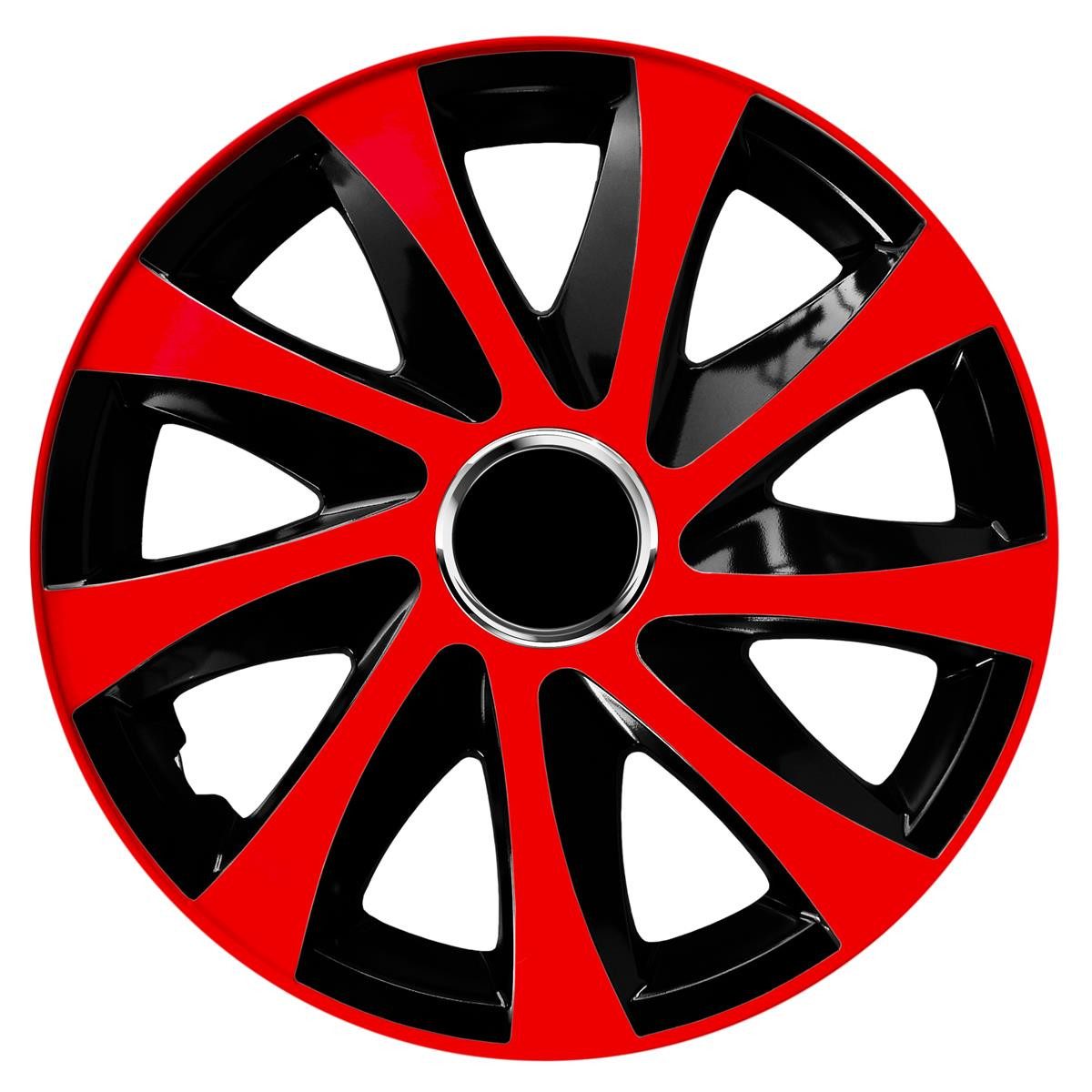 NRM Radkappe DRIFT Extra 13 Zoll in Rot/Schwarz, 13 in Zoll, (4-St) Radzierblenden für Stahlfelgen Zweifarbige Radkappen Satz 4er Set 13"