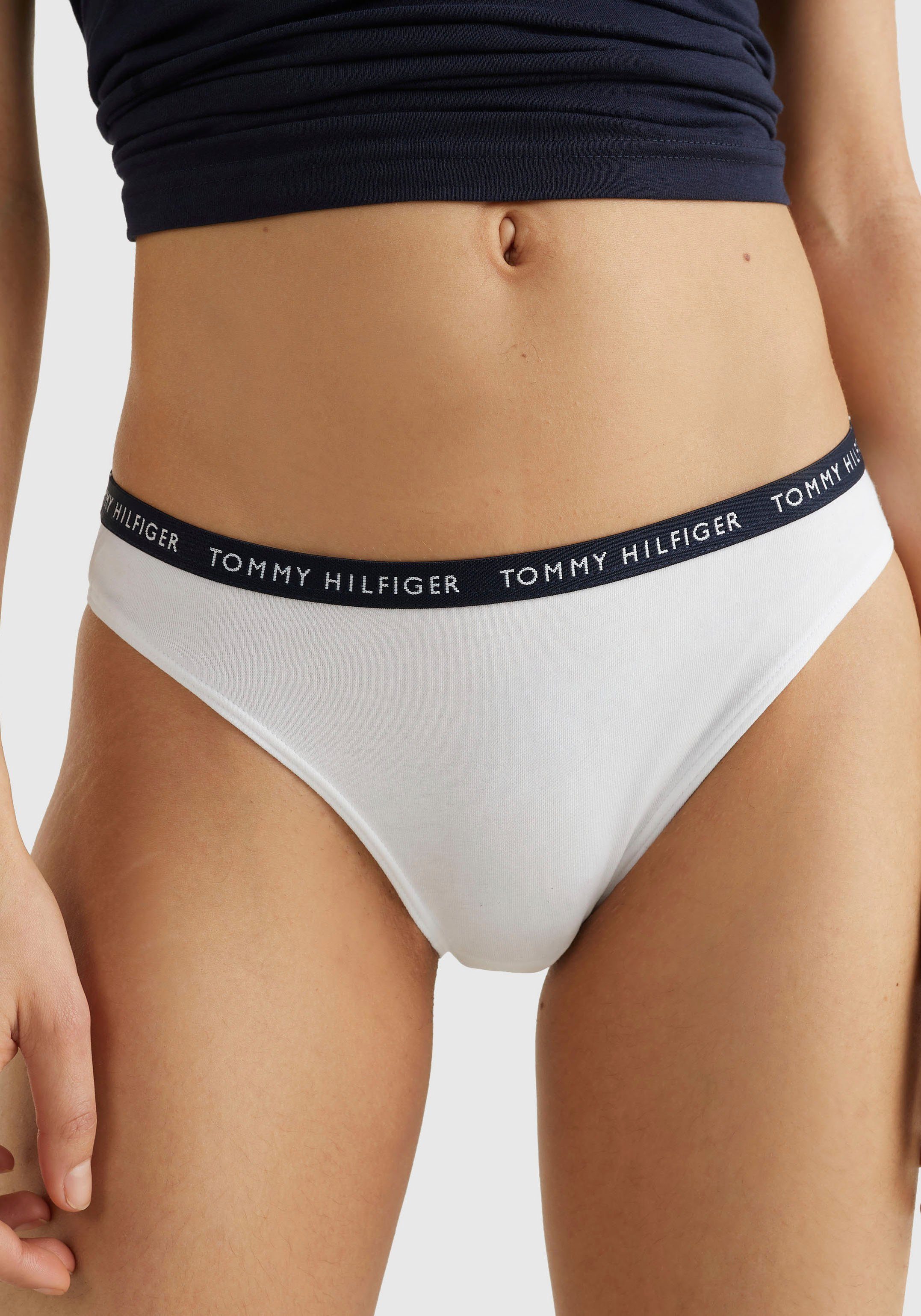 Tommy Hilfiger white (3-St) Bikinislip Logobündchen / mit htr grey schmalem / Underwear medium black