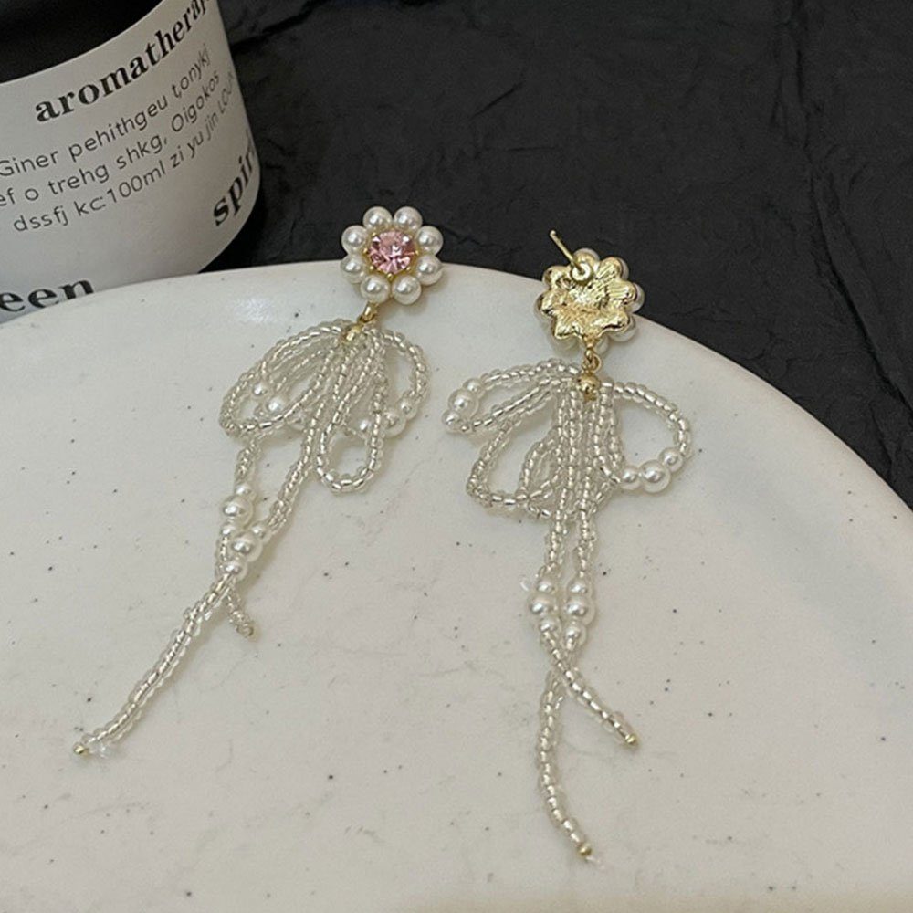 AUzzO~ Ohrringe Ohrringe Accessoires Paar Braut Elegante PerlenOhrstecker, Paar Ohrhänger Quaste Damen Anhänger