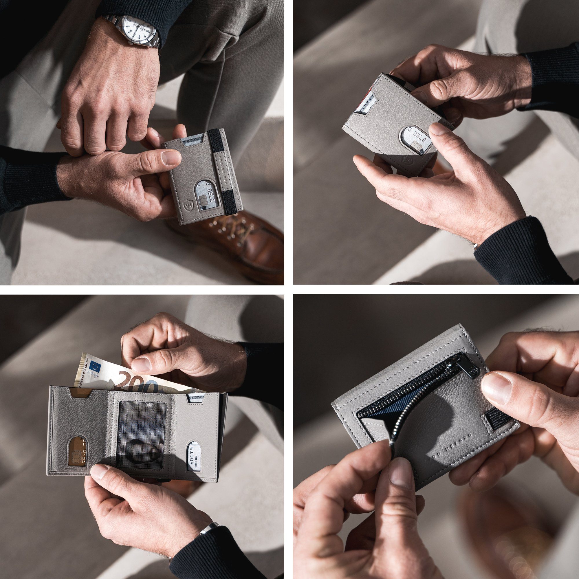 Geldbörse Slim & RFID-Schutz Wallet Portemonnaie inkl. Kartenfächer Grau Whizz mit Mini-Münzfach, Wallet VON & Geschenkbox HEESEN Geldbeutel 5