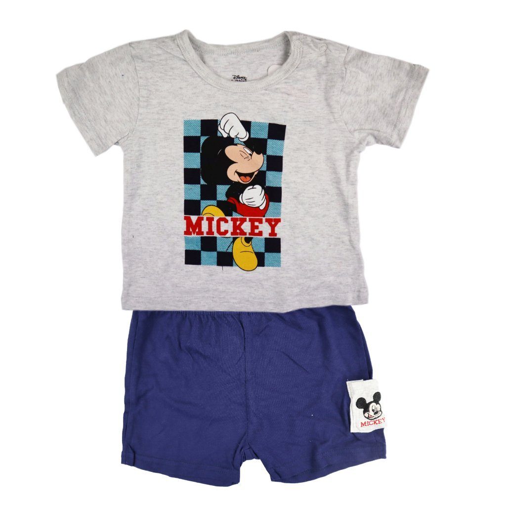 Disney Print-Shirt Mickey Maus Baby kurzarm T-Shirt und Shorts Gr. 62 bis 86, 100% Baumwolle Dunkelblau