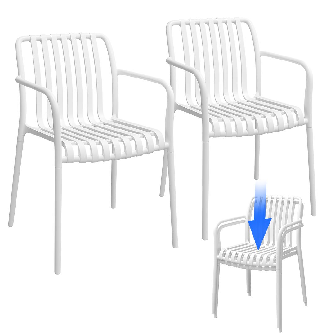 STEELSØN Gartenstuhl Pincoya wetterfest und UV-beständig (weiß, 2er Set), stapelbarer Balkonstuhl Kunststoff, verfügbar als 2er/4er/6er Set
