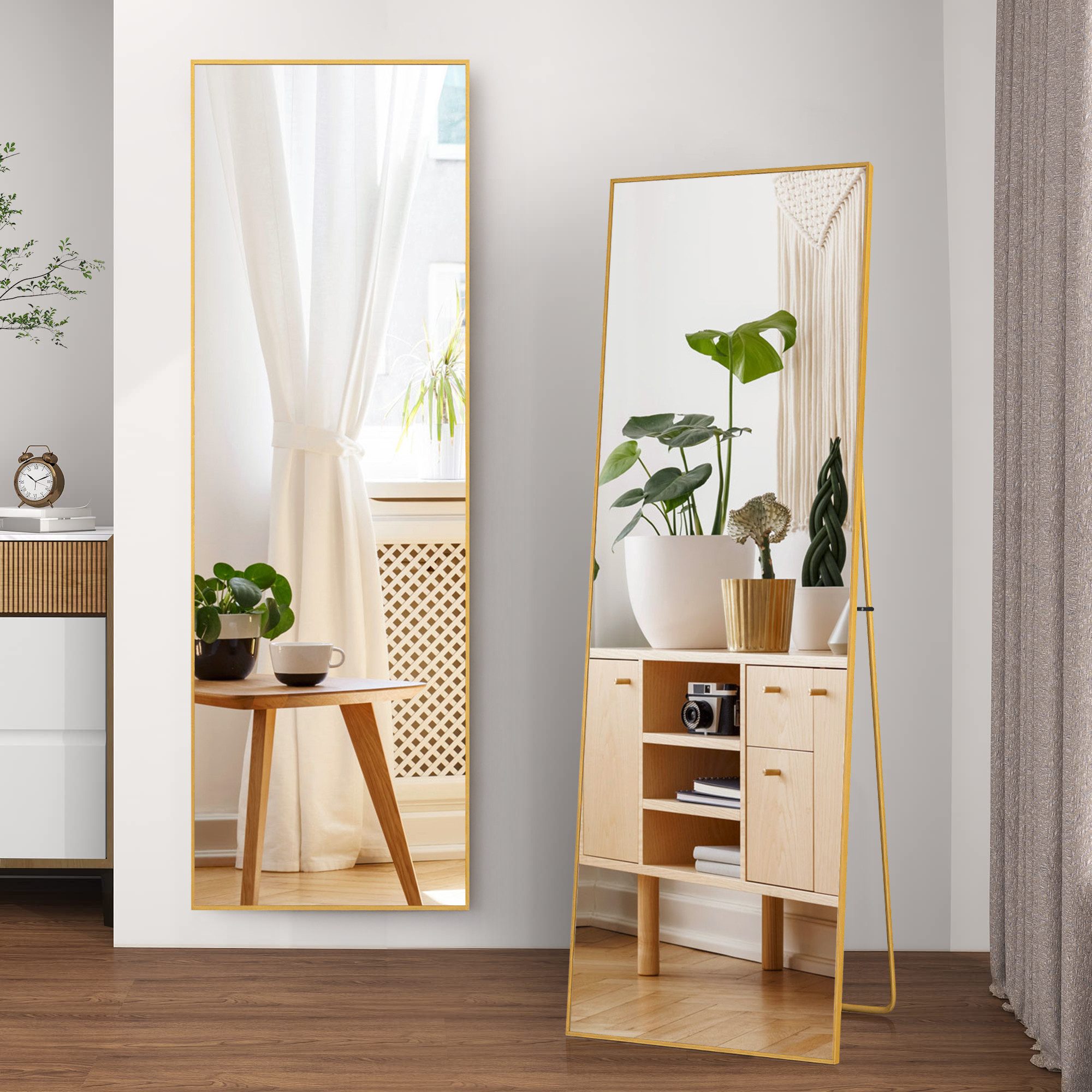 Furnishings Home Ganzkörperspiegel Spiegel groß rechteckiger Wandspiegel mit Metall Alu Rahmen (Set, 1-St., Dekorativer Rechteck Wandspiegel), für Schlafzimmer Garderobe Wohnzimmer Hotel Friseurladen