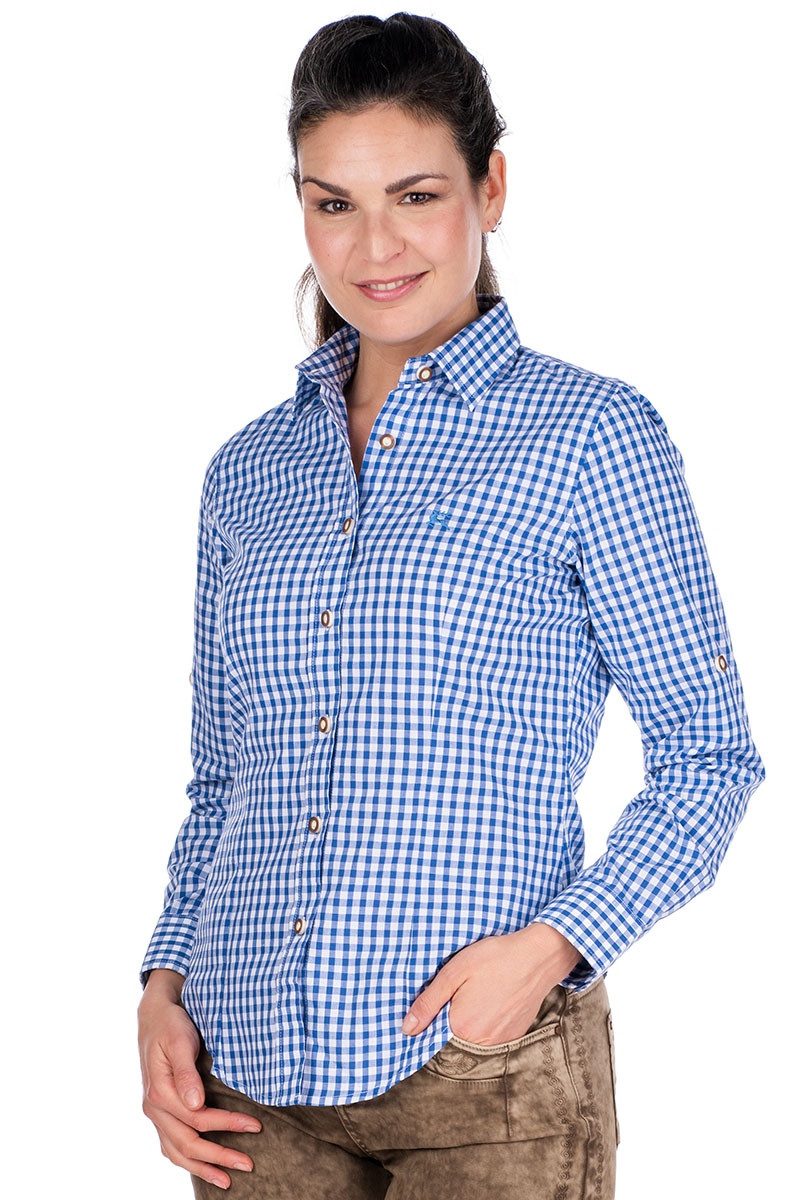 Orbis Textil GmbH & Co. KG Trachtenbluse Trachtenbluse - BASIC - blau, rot