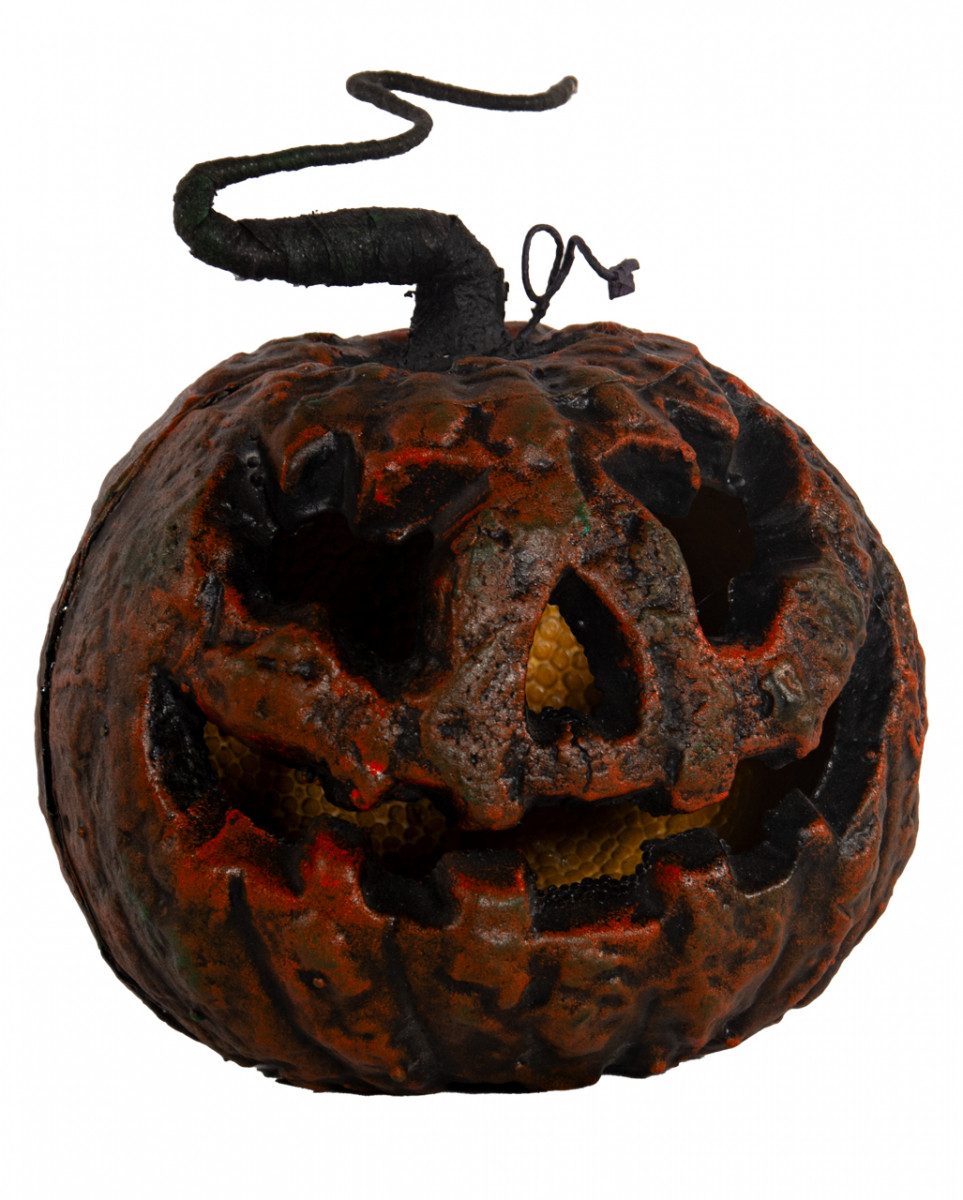 Dekoobjekt Verrotteter Halloween Kürbis mit Strunk und LED Be