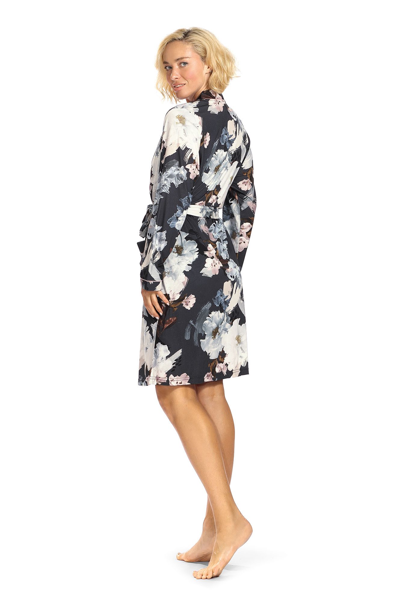 Ascafa Damenbademantel Summer Dark, Baumwolle, Kimono-Kragen, günstig online kaufen