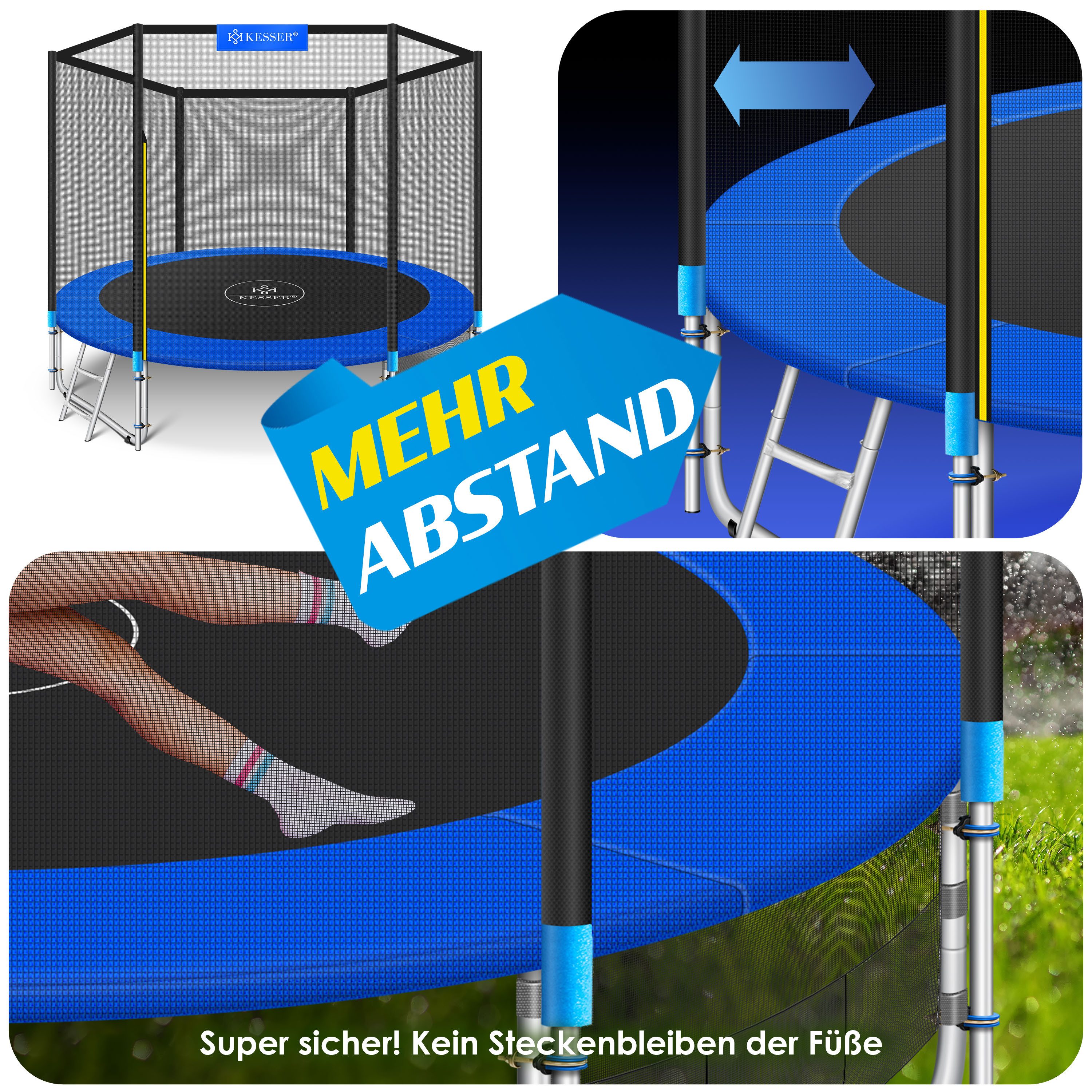 KESSER Gartentrampolin, Ø 244 cm, Trampolin TÜV Rheinland GS Zertifiziert Komplettset Sicherheitsnetz