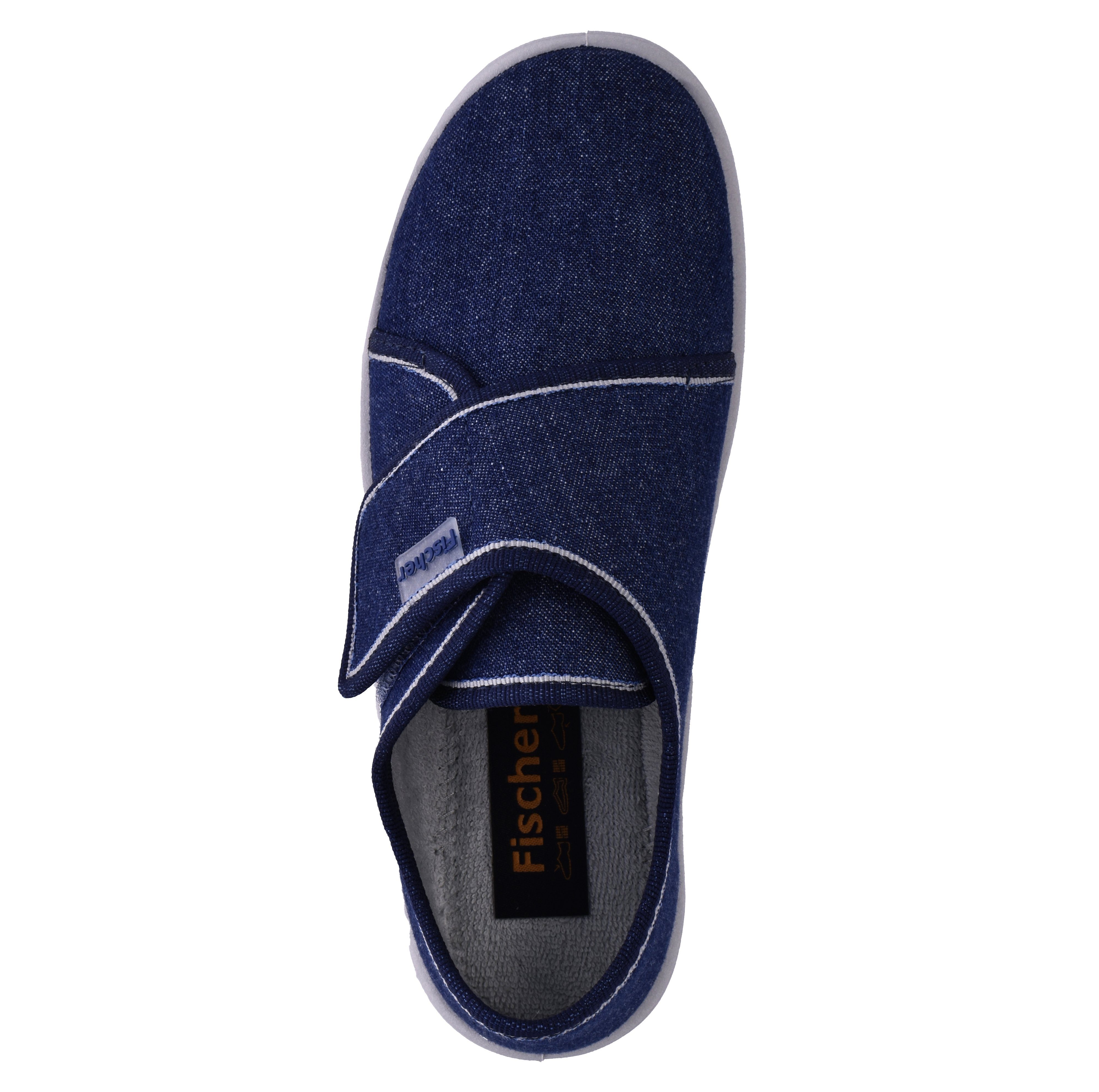 Fischer-Markenschuh Tim Hausschuh aus Jeansstoff, mit Baumwoll-Frotteefutter, gepolstertes Fußbett
