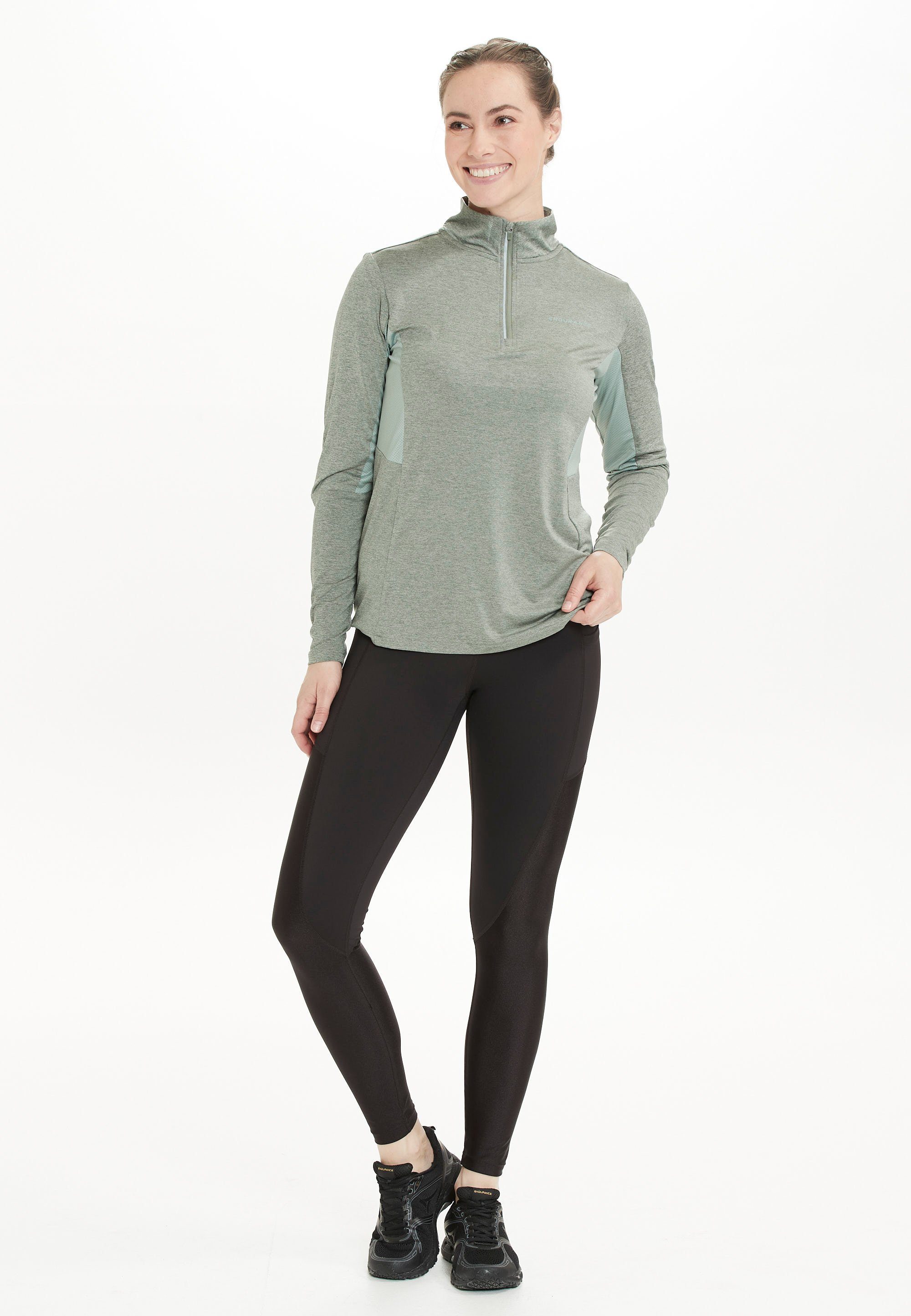 Lauf YURRY Tights bester Pockets dunkelbraun-flieder ENDURANCE Funktionstights W -und W mit Fitnessausstattung