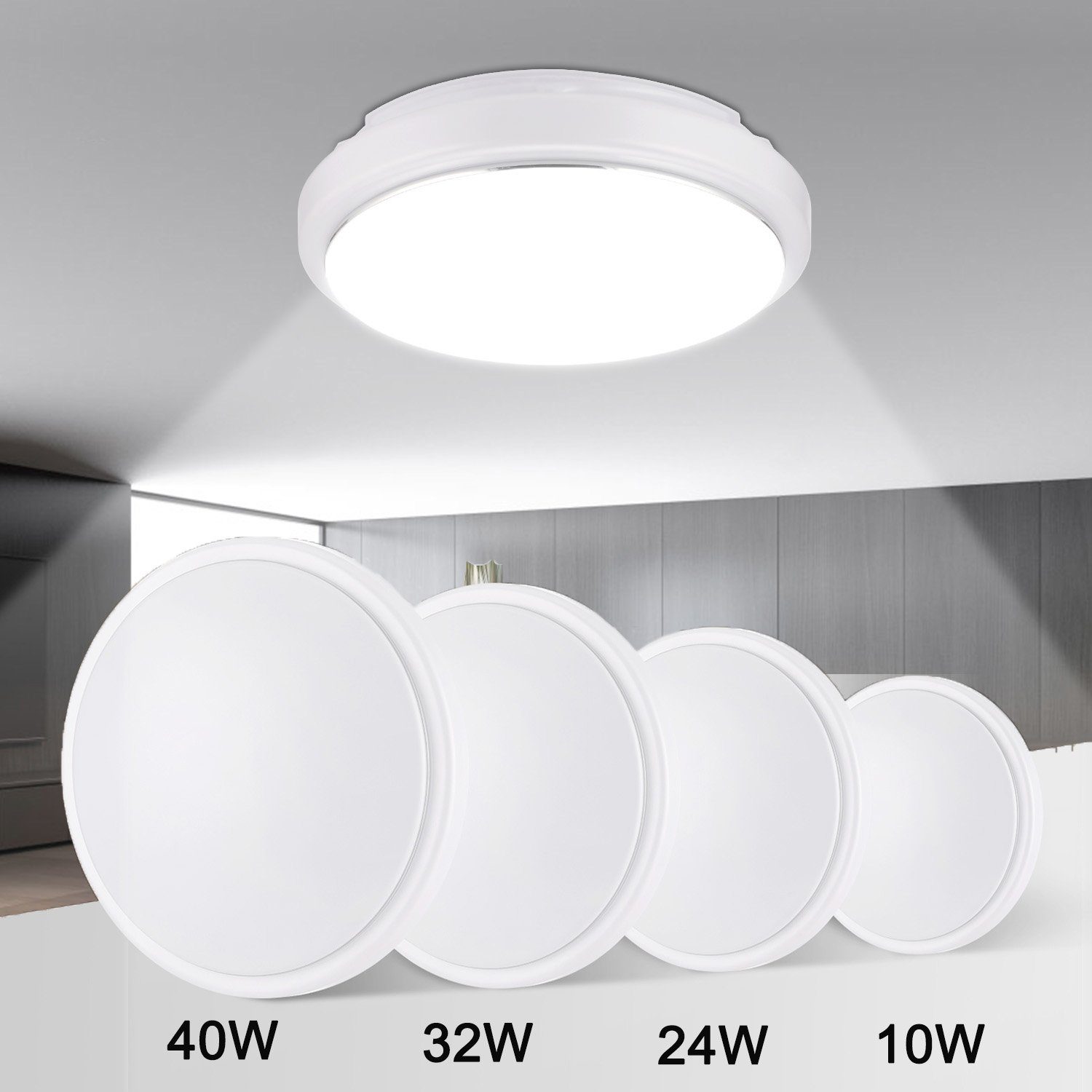 LETGOSPT Deckenleuchte Modern LED Deckenleuchte Flach Rund, Silberdraht-Design Deckenlampe, LED fest integriert, ‎Kaltweiß, Badezimmerlampe IP44 Wasserdicht, für Küche Wohnzimmer Schlafzimmer 10W Deckenlampe Ø20cm