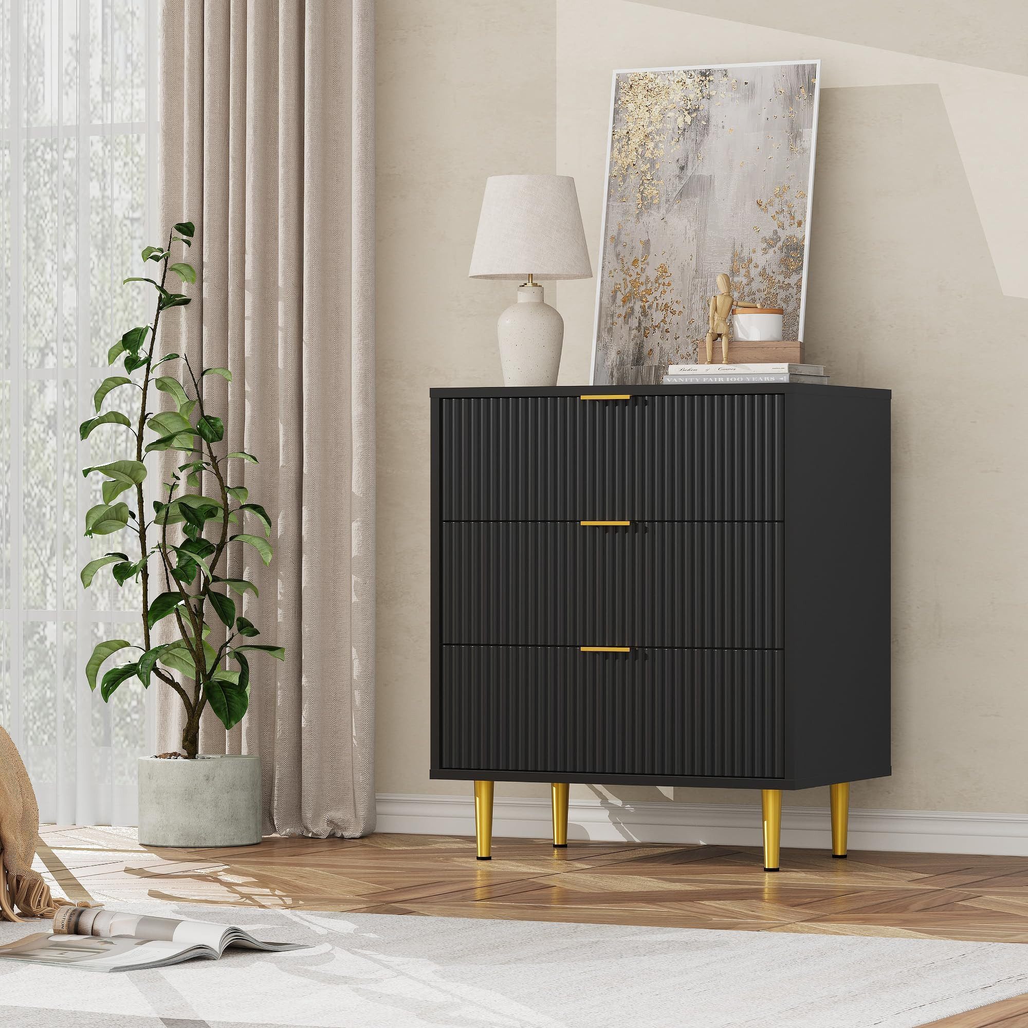 GarveeMore Kommode mit 3/ 4 / 6 Schubladen Sideboard Komodenschrank Schubladenschrank