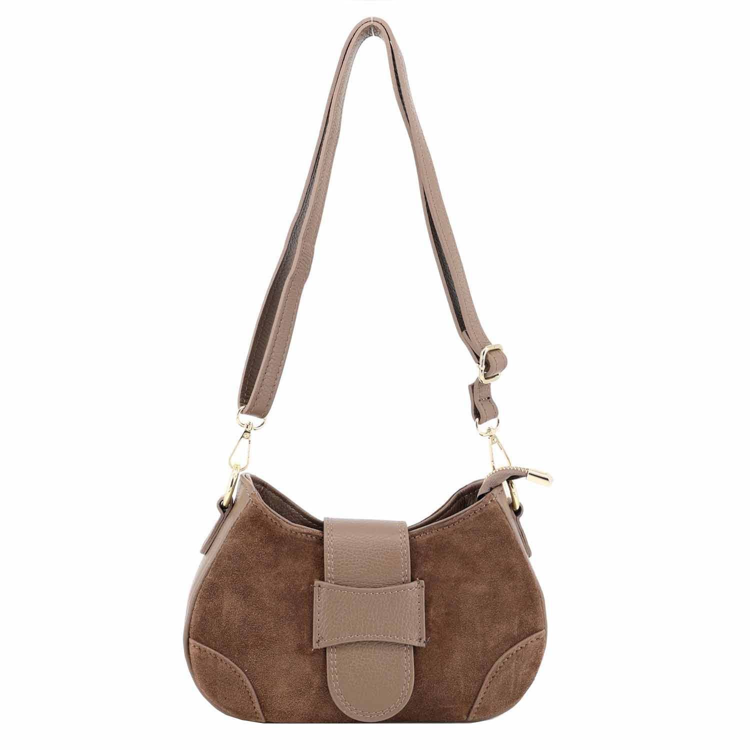 Schultertasche Made in Italy Damen Wildleder Tasche Umhängetasche CrossOver City Bag