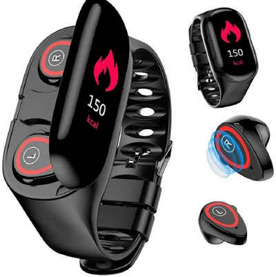 cofi1453 Fitness-Tracker »2in1 Fitness Tracker Sport Armband Bluetoooth Wasserdicht IP67 Schrittzähler Pulsmesser + TWS Kopfhörer 5.0 für Smartphones«