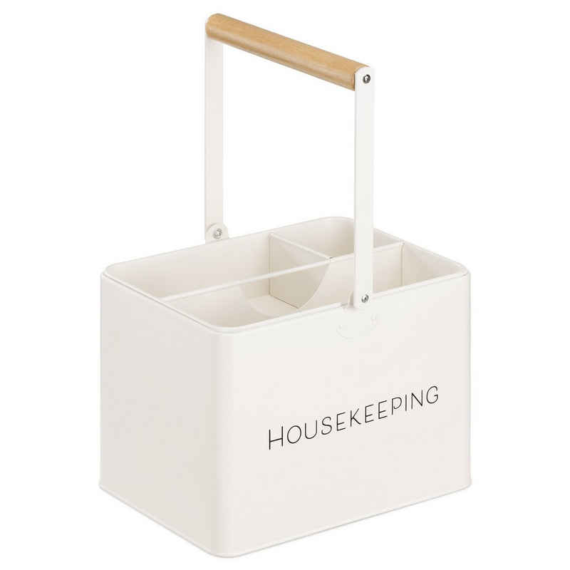Navaris Aufbewahrungsbox Housekeeping Box - 3 Fächer - Putzmittel Organizer - Vintage, Housekeeping Box - 3 Fächer - Putzmittel Organizer - Vintage