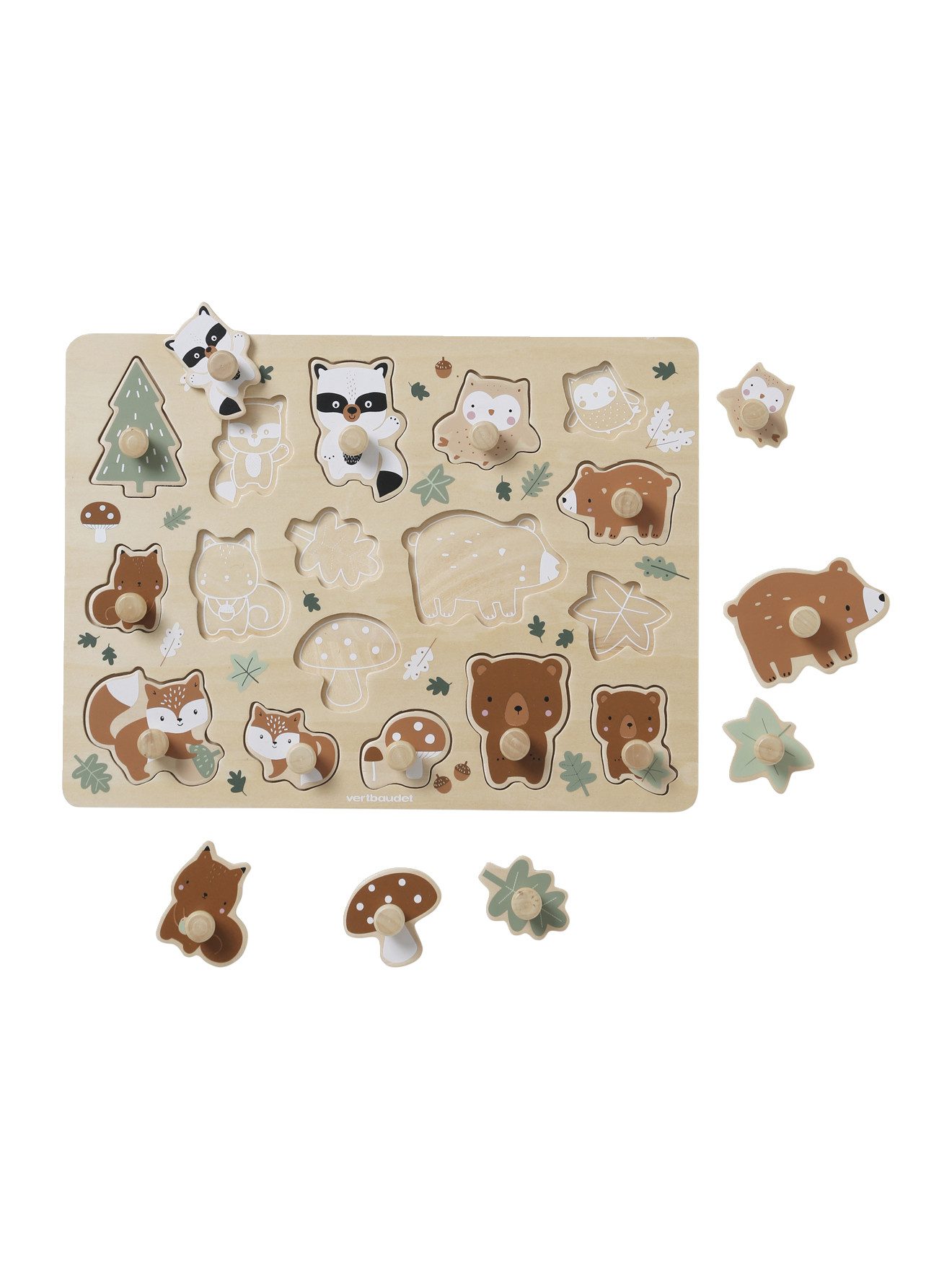 vertbaudet Steckpuzzle Baby Steckpuzzle GRÜNER WALD, günstig online kaufen