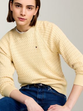 Tommy Hilfiger Rundhalspullover CO CABLE C-NK SWEATER mit Zopfmuster