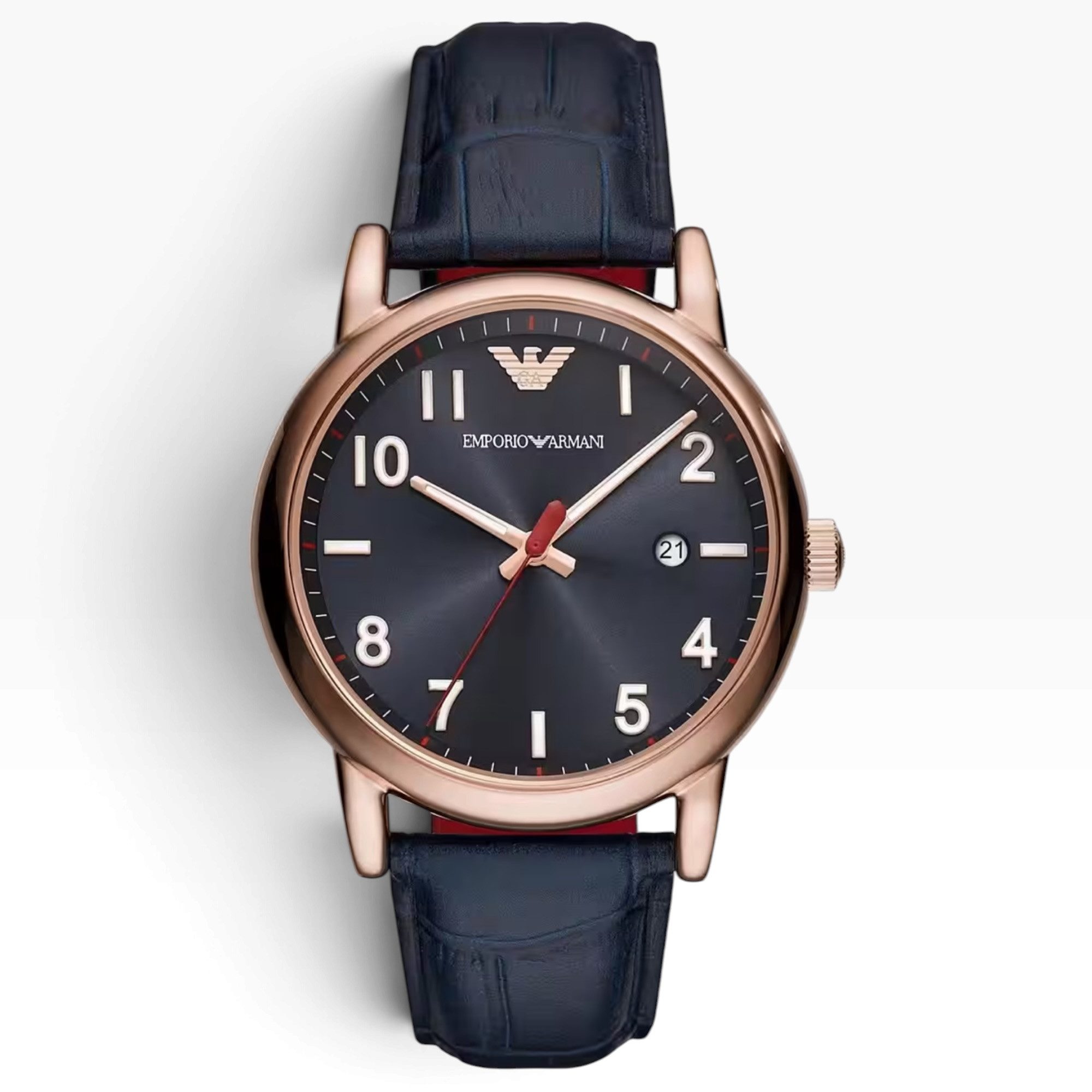 Emporio Armani Quarzuhr Emporio Armani Quarzuhr AR11135 Leder Roségold/Blau 43 mm AR11135