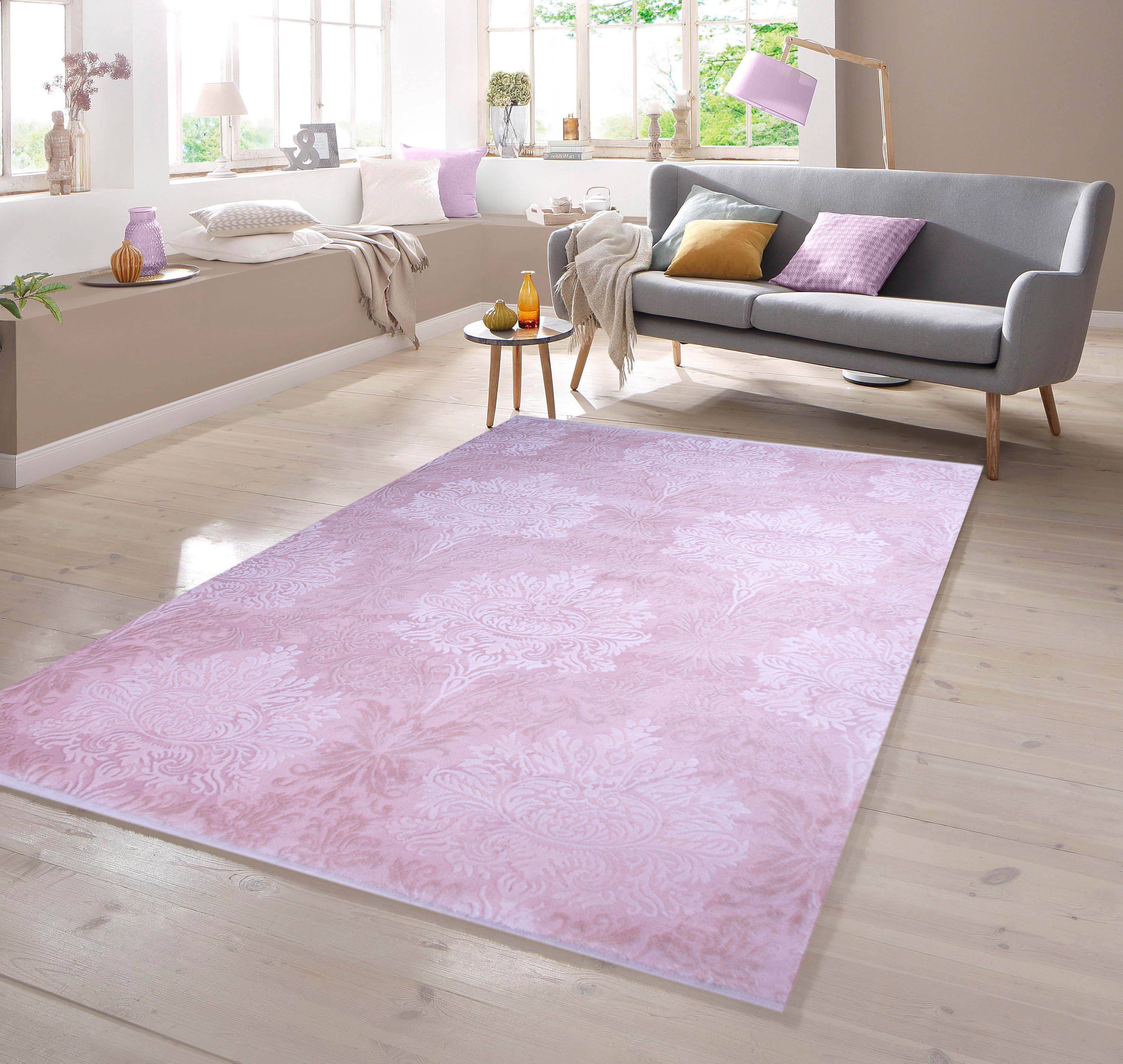Teppich Designer Teppich Ornament Rosa Pink, TeppichHome24, rechteckig