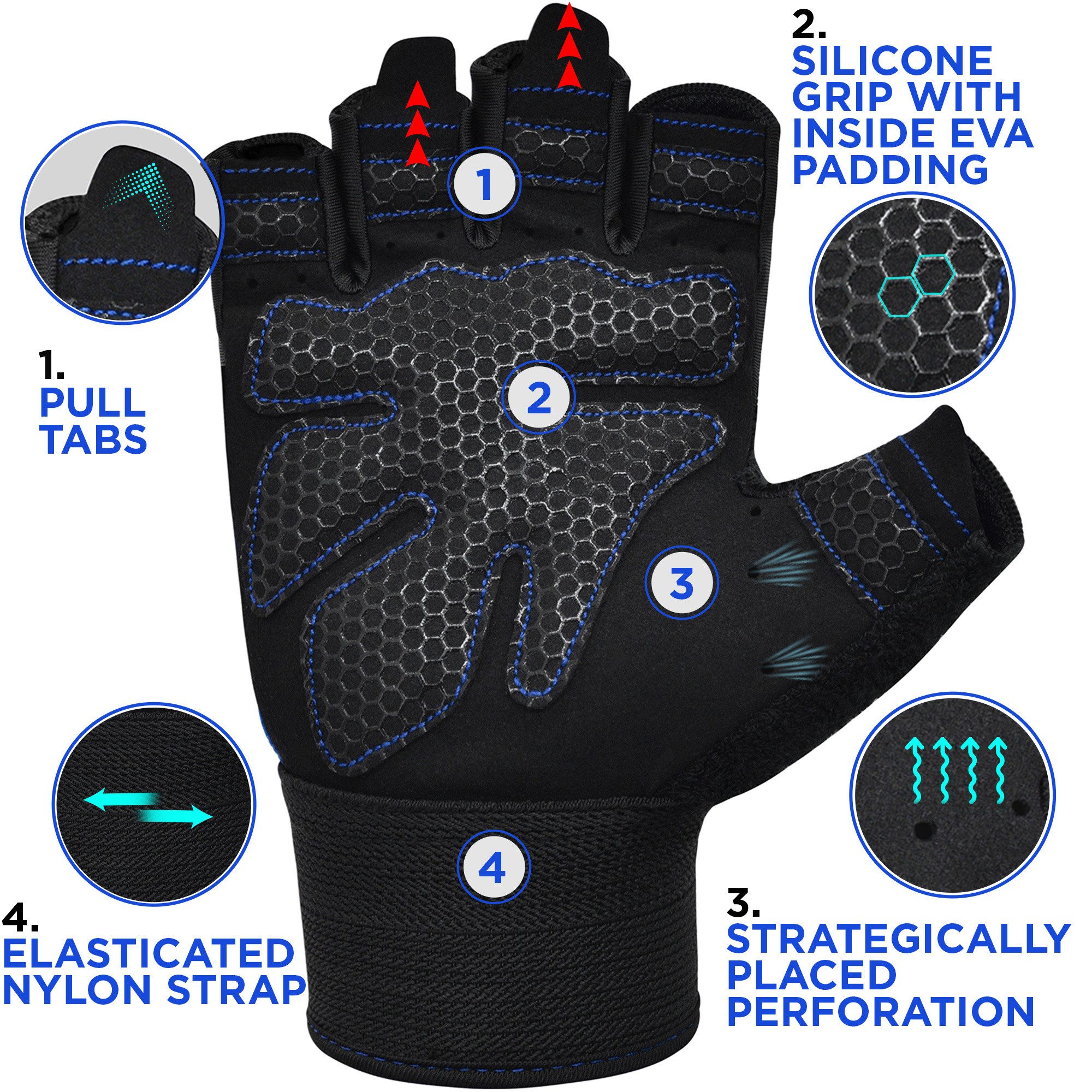 RDX Trainingshandschuhe RDX Fitness Handschuhe Frauen Männer Anti-Rutsch Workout Handschuhe
