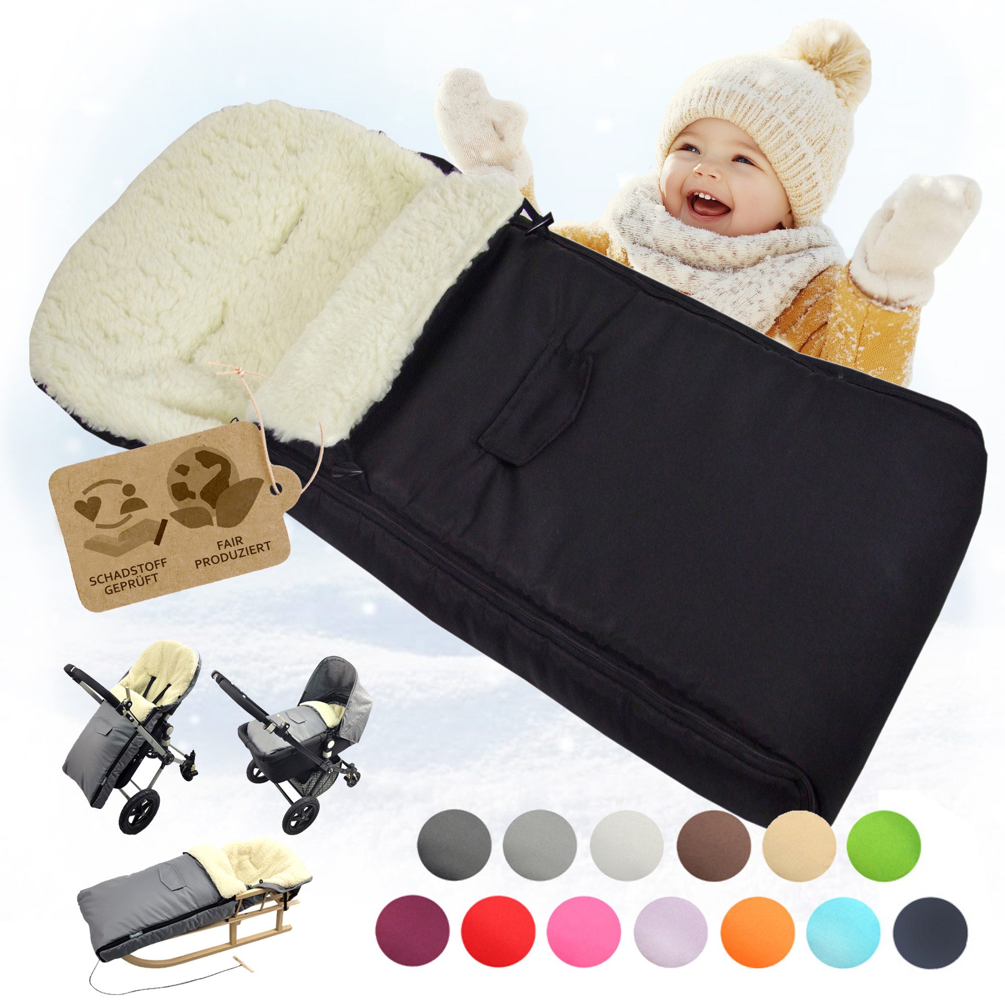 BambiniWelt by Rafael K. Fußsack Winterfußsack Babyfußsack Fußsack Kinderwagen Wolle universal 108cm, universal