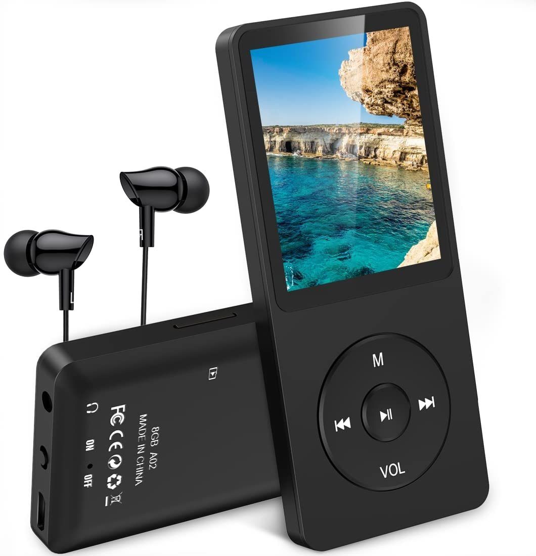 Leway MP3 Player, 8GB verlustfrei MP3 mit 1,8 Zoll Bildschirm, 70 Stunden  tragbare Musik Player mit Kopfhörer, FM Radio, Bilder, Aufnahmen, E-Buch MP3 -Player