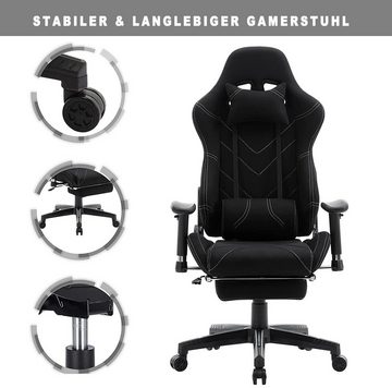 Woltu Gaming-Stuhl (1 St), Armlehne verstellbar, Stoffbezug, höhenverstellbar