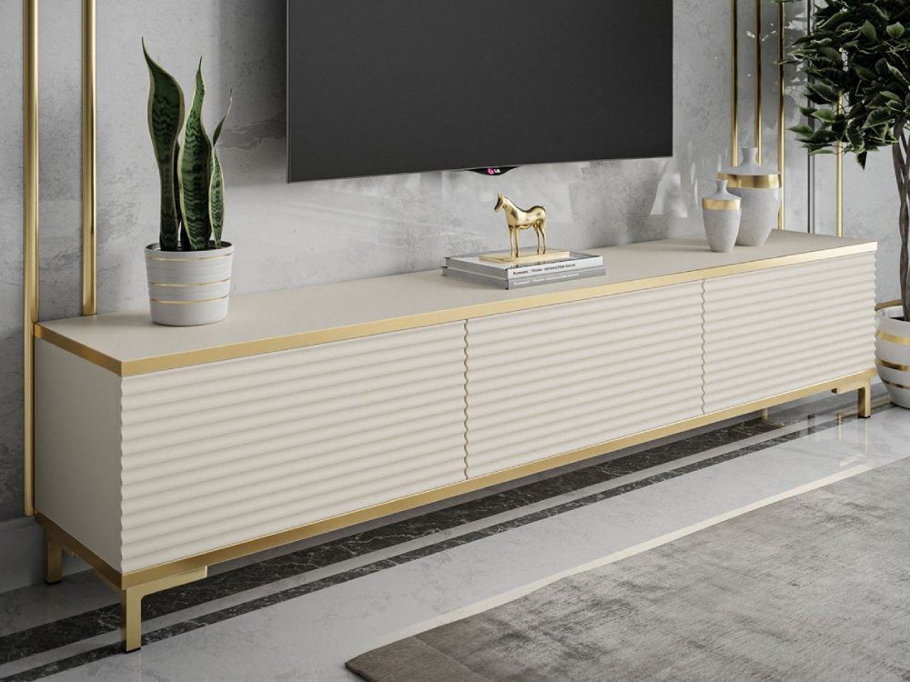 ALLHOUSE24 TV-Schrank RIVERA geriffelte Fronten goldene Füße TV Unterschran günstig online kaufen