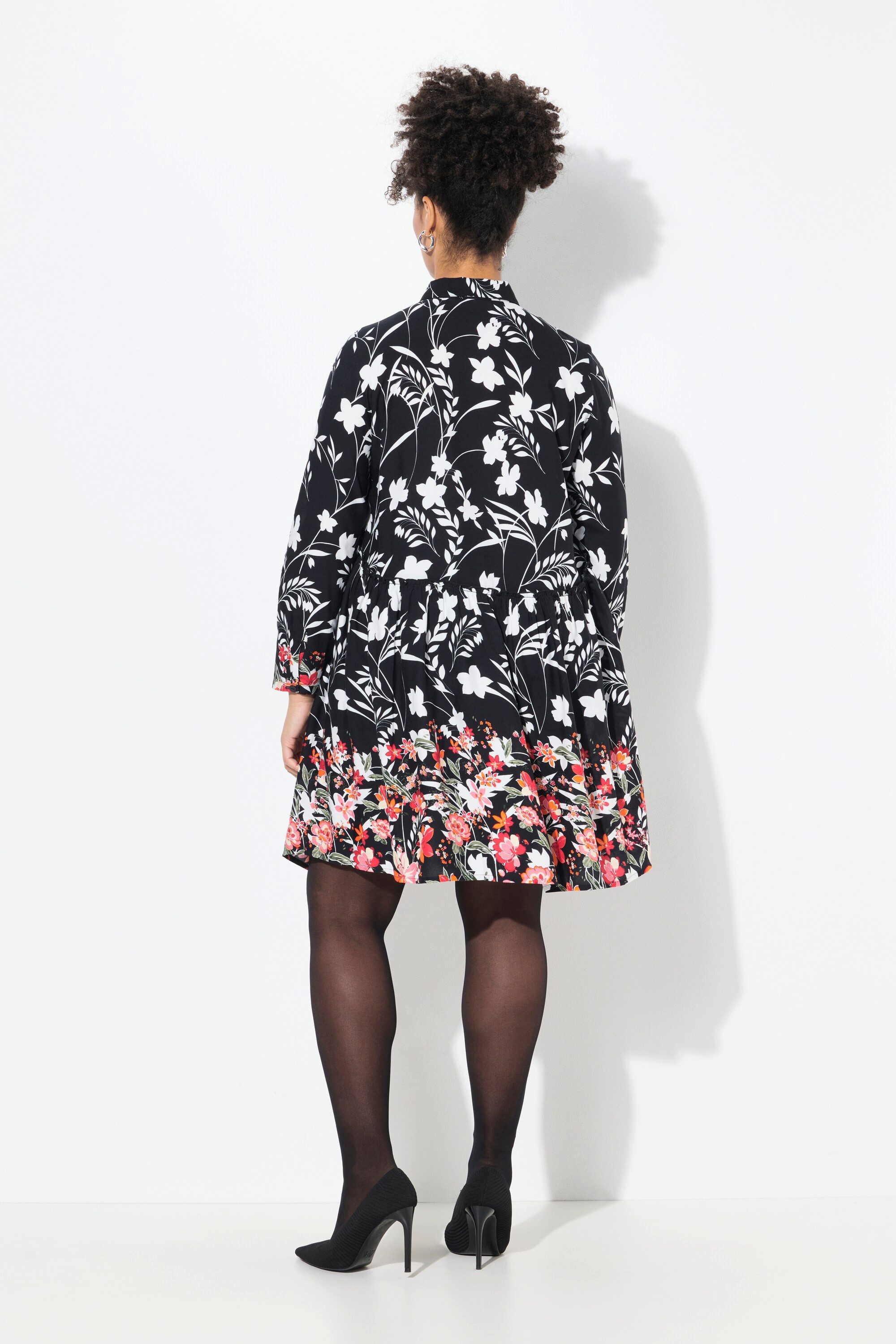 MIAMODA Hemdbluse Bluse A-Linie Volant mit Blütenmuster