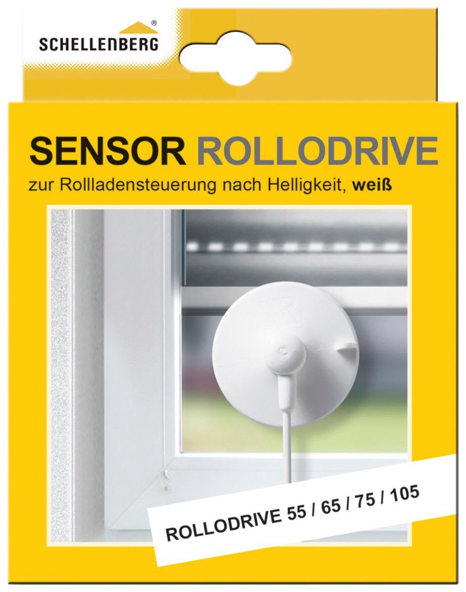 SCHELLENBERG Sensor für elektrische Gurtwickler RolloDrive 55, 65, 75 und 105, Sonnensensor, Kabellänge 0,75 m, weiß