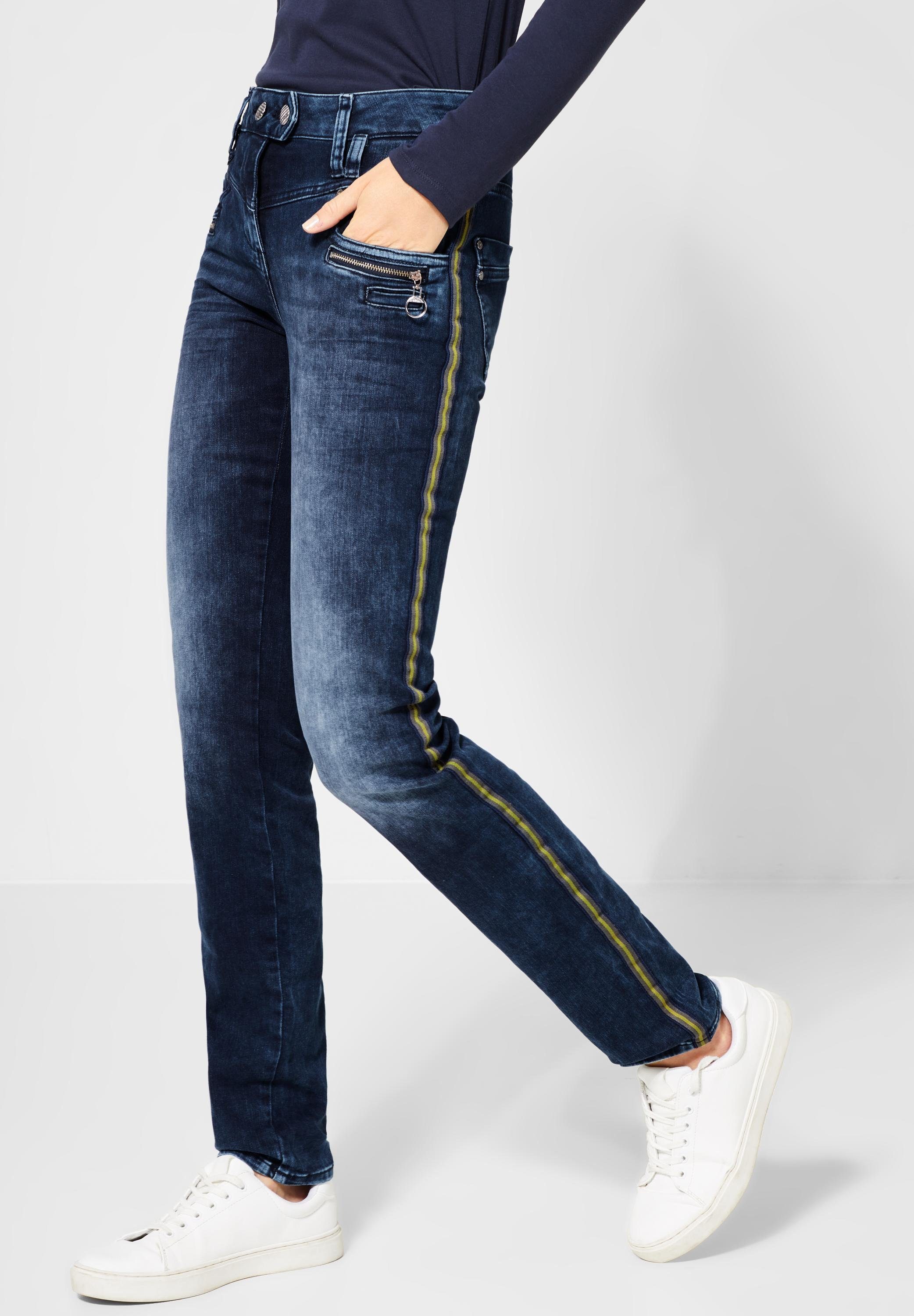 Damen Schlaghose Stretchjeans Huftjeans Bootcut Schlag Stretch Jeans Blau 112