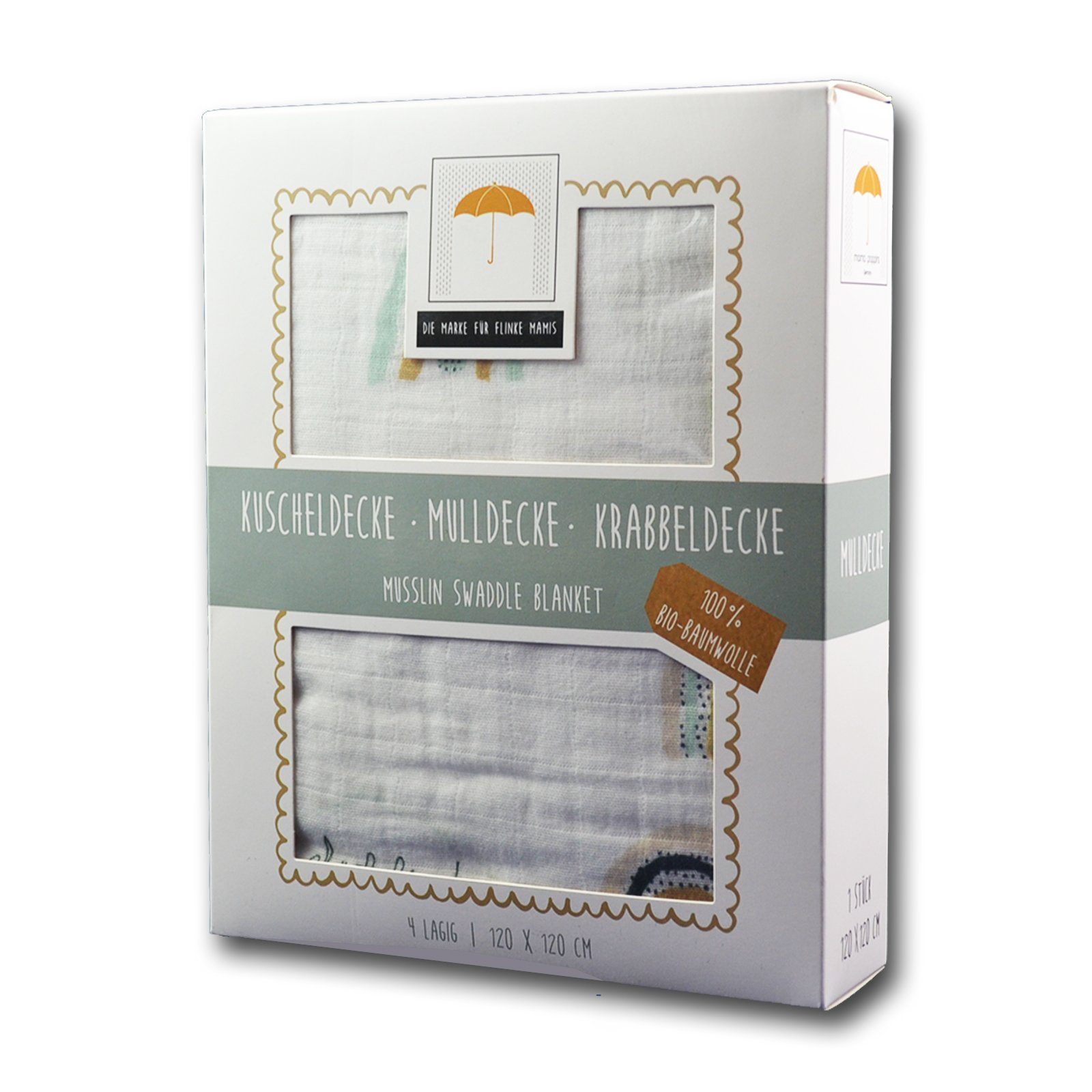 Babydecke Babydecke mit süßen Schriftzügenaus 100% Musselin Bio-Baumwolle, Mama Poppins Germany, Designed in Germany
