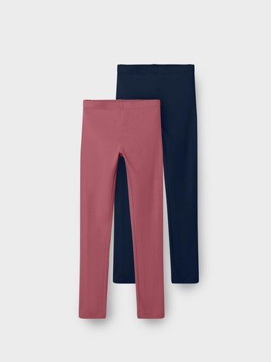 Name It Леггинсы NKFVIVIAN für Mädchen mit elastischem Bund im 2er-Pack (Set, 2-tlg) unifarben, casual, sehr schmal, Baumwollmischung, Jersey