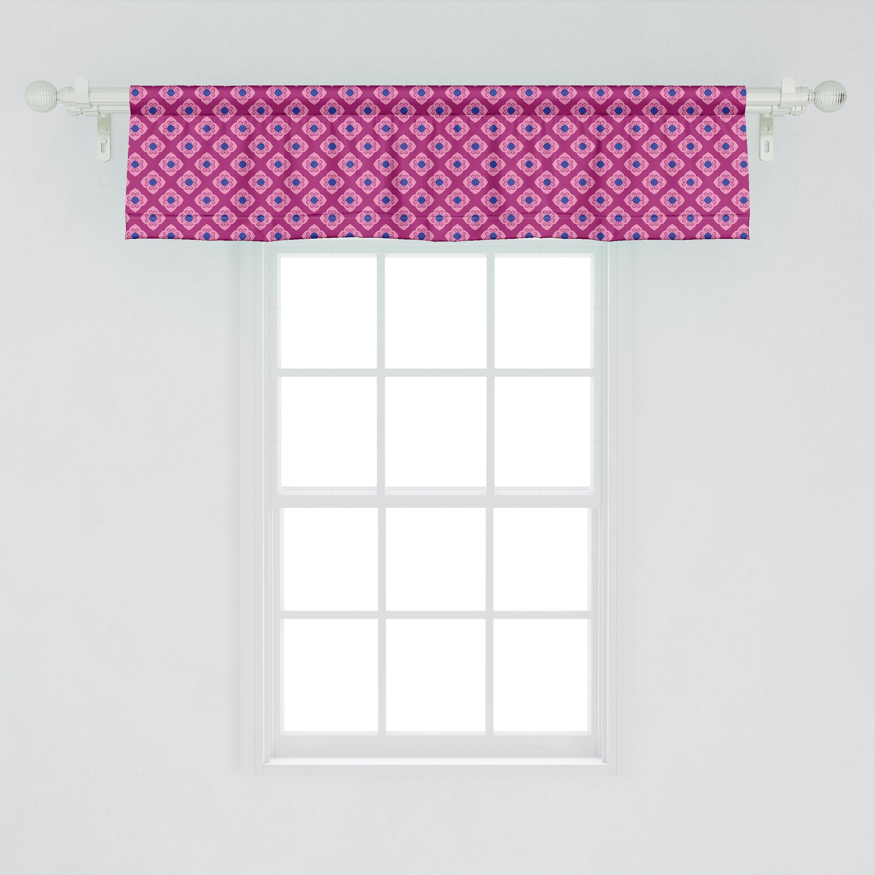 Scheibengardine Vorhang Volant für Küche Abstrakt mit Microfaser, Stangentasche, Geometrisches Dekor Blumenmosaik Abakuhaus, Schlafzimmer