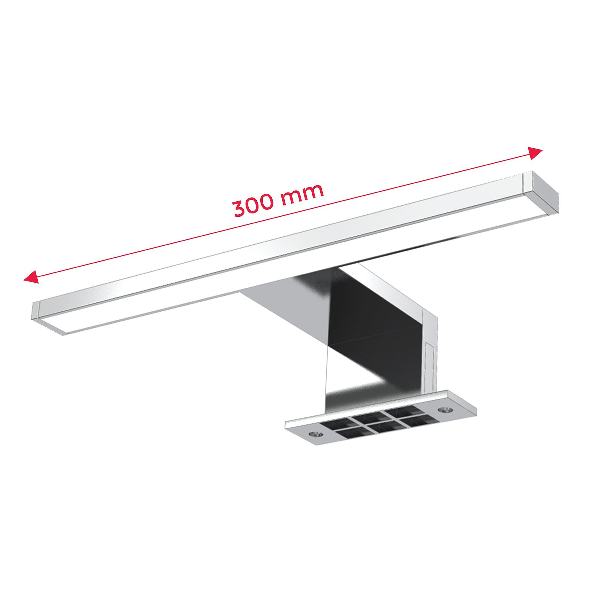 B.K.Licht Wandleuchte Badleuchte BKL1112 Neutralweiß, 5W integriert, Badezimmer Spiegelleuchte 230V, Badezimmer-Beleuchtung LED IP44 silber fest 650lm Spiegelschrank Schminklicht 4000K LED - chrom 30cm