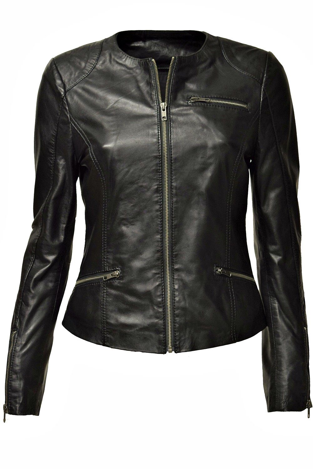 Zimmert Leather Lederjacke Kim Kragenlos, leichtes und weiches Leder