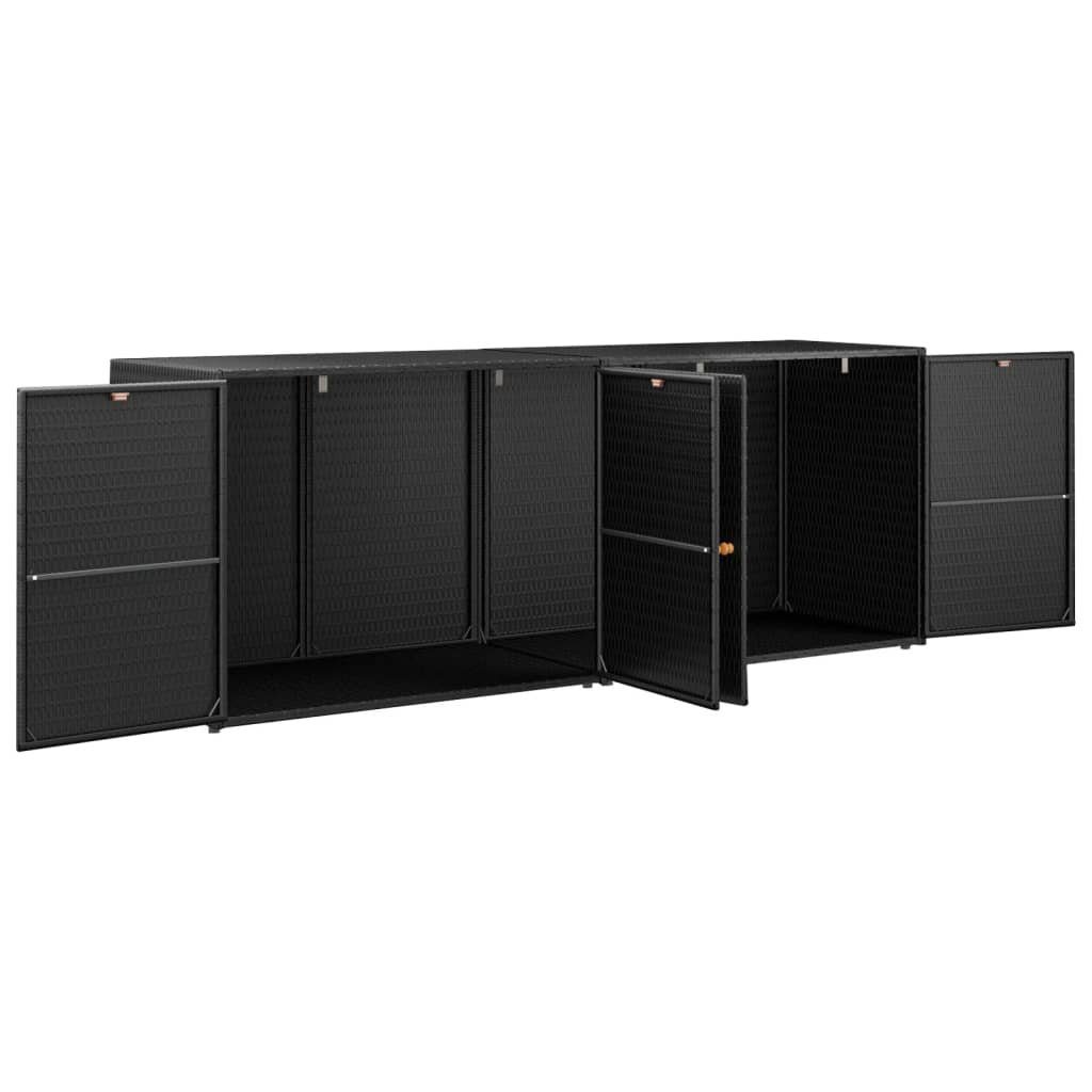vidaXL Garten-Geräteschrank NA Gartenschrank Schwarz 198x55,5x80 cm Polyrattan Terrasse Balkon Ver