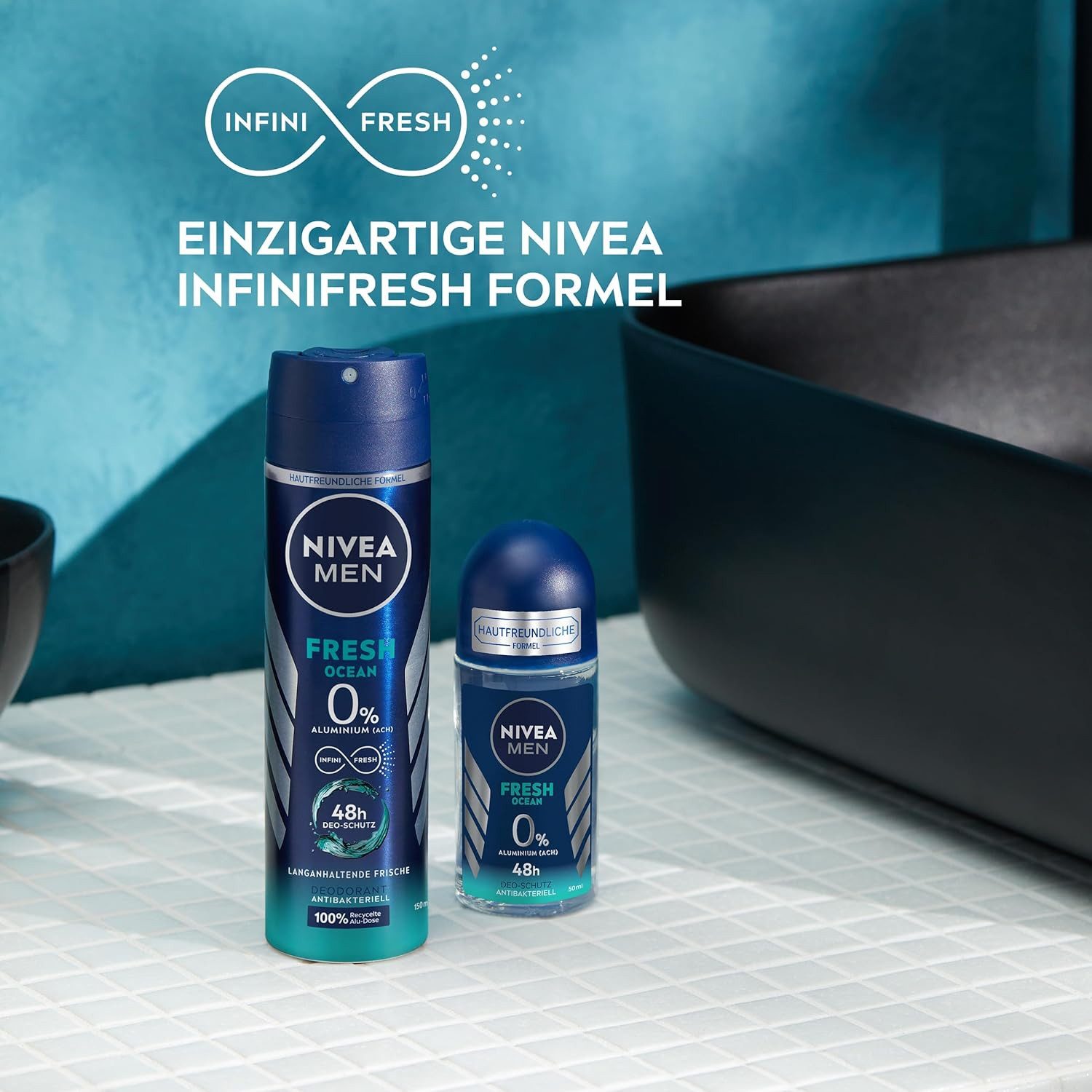 Nivea Deo-Spray NIVEA MEN Fresh Ocean Deo Spray, Deo ohne Aluminium mit 48h Schutz, 3-tlg.
