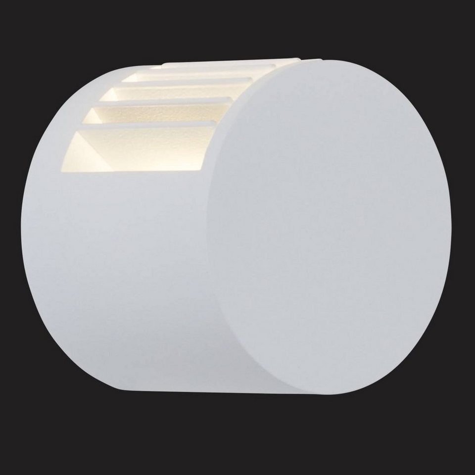 AEG LED Wandleuchte Judon, LED wechselbar, Warmweiß, Ø 7,9 cm, 310 lm,  warmweiß, IP65, Alu-Druckguss/Glas, weiß