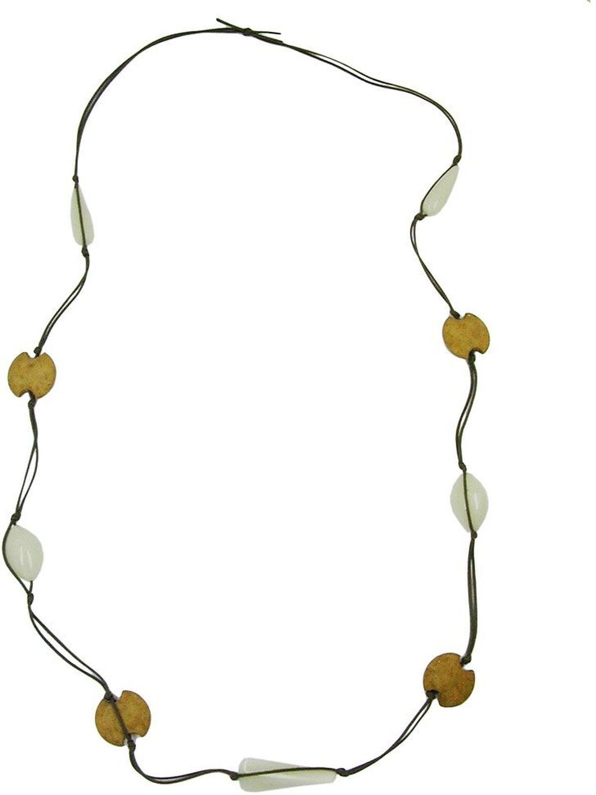 Gallay Perlenkette Kette (1-tlg) oliv-mint, oliv Doppelkordel