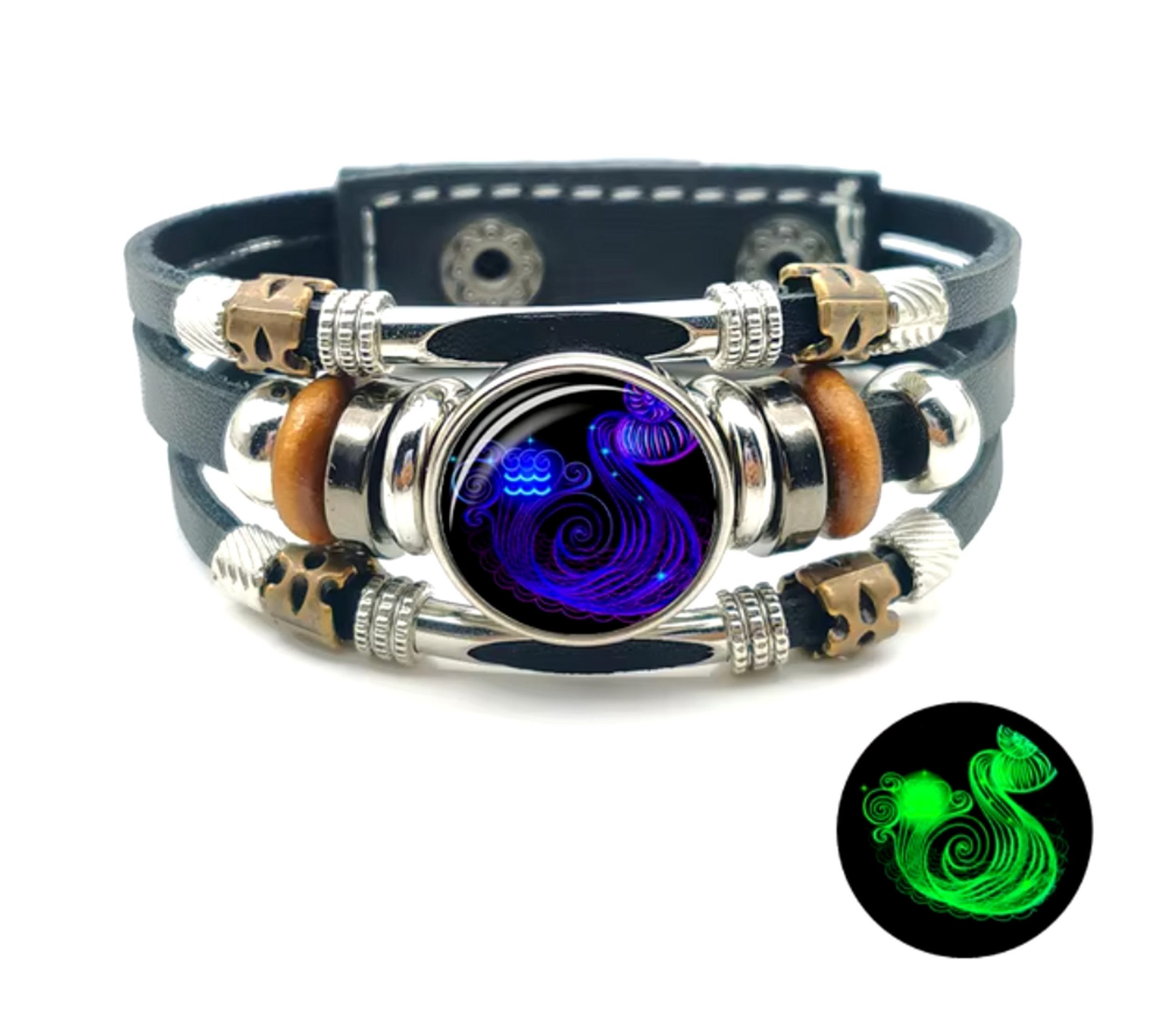 Stelby Armband mit Gravur Armband Sternzeichen Wassermann mit 3D Gravur im Glas (Weihnachtsgeschenk, Geburtstagsgeschenk, Valentinstaggeschenk, modern, minimalistisch), langlebig, pflegeleicht, unisex