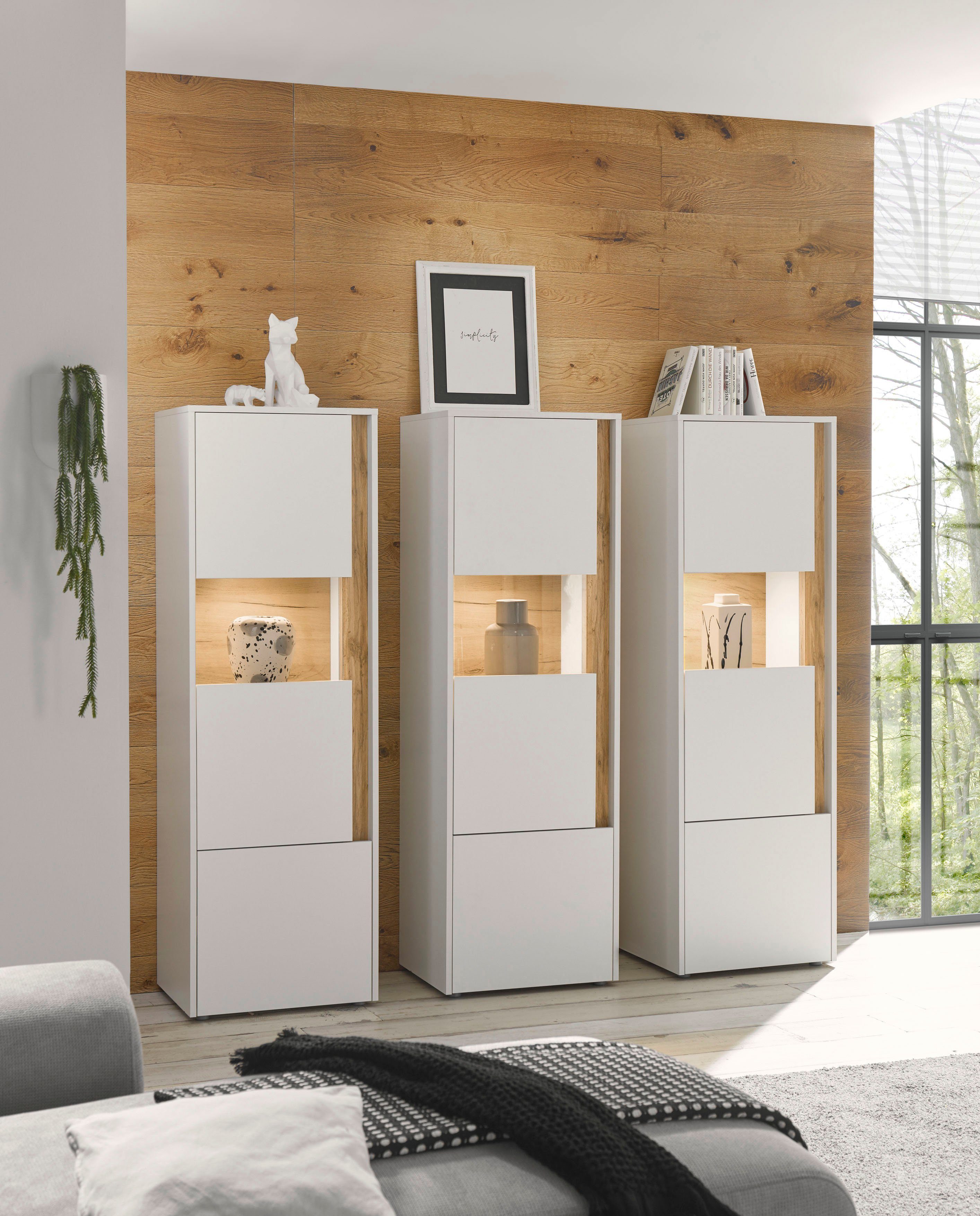 Home affaire Vitrine City/Giron, moderner Hochschrank, Glasvitrine zeitlos, modern, ausreichend Stauraum, vielseitig einsetzbar