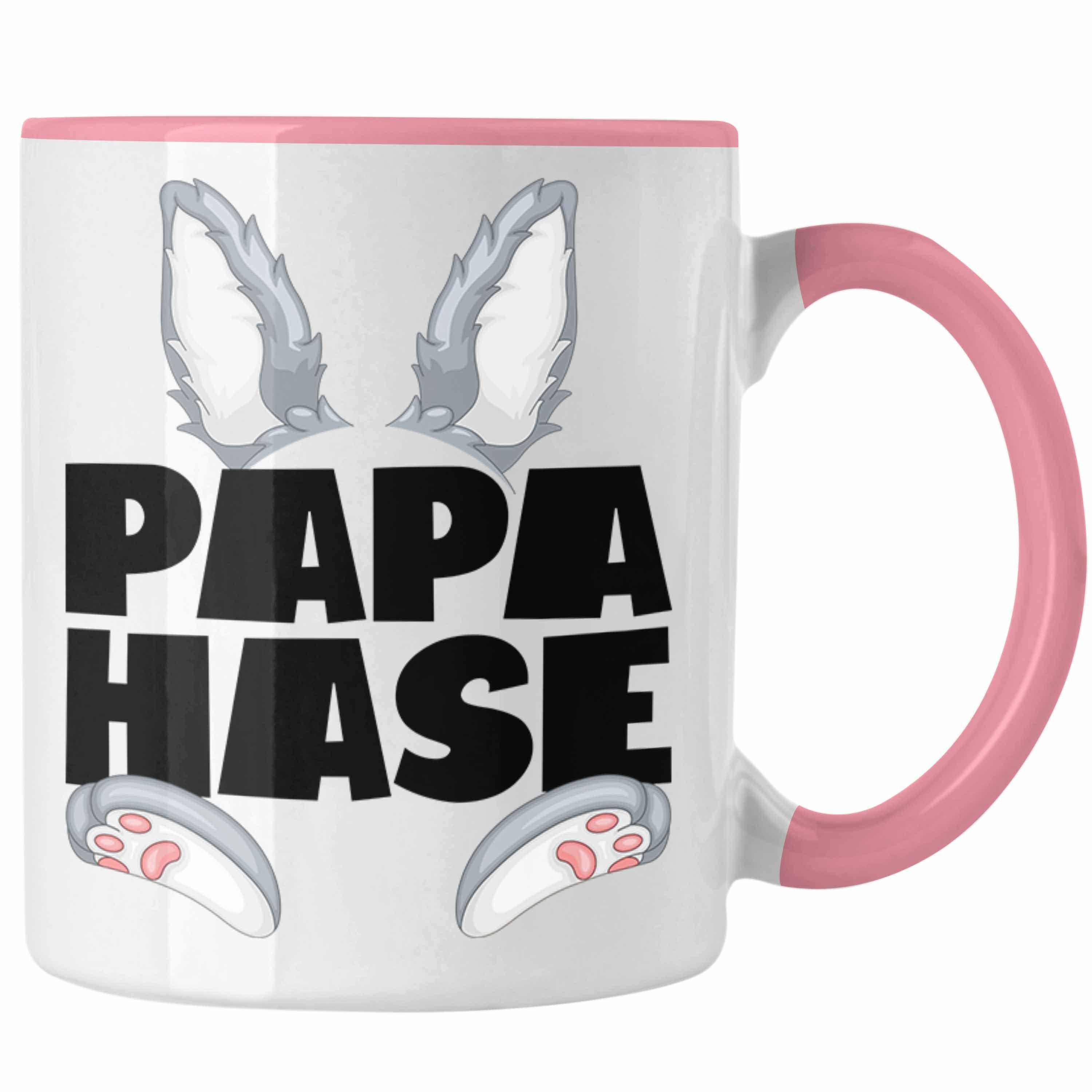 Trendation Tasse Papa Hase Tasse Geschenk für Hasen-Vater Geschenkidee Kaffee-Becher Be Rosa