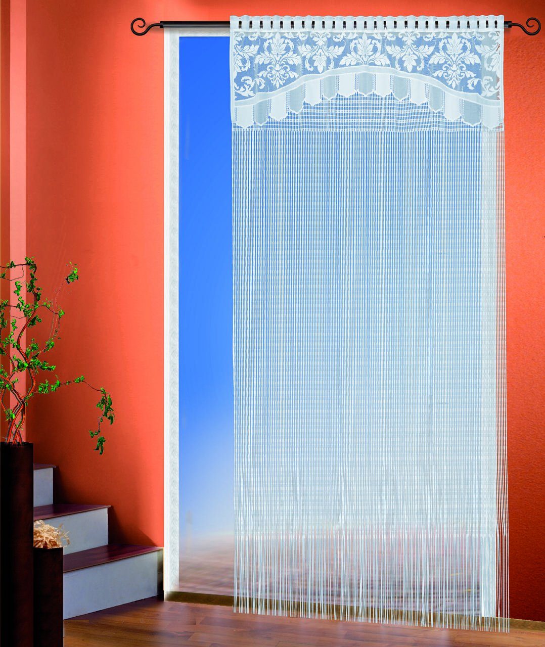 Fadenvorhang Vorhang Fadenstore Fadengardine Messe 90 cm x 240 cm hellblau Neu 