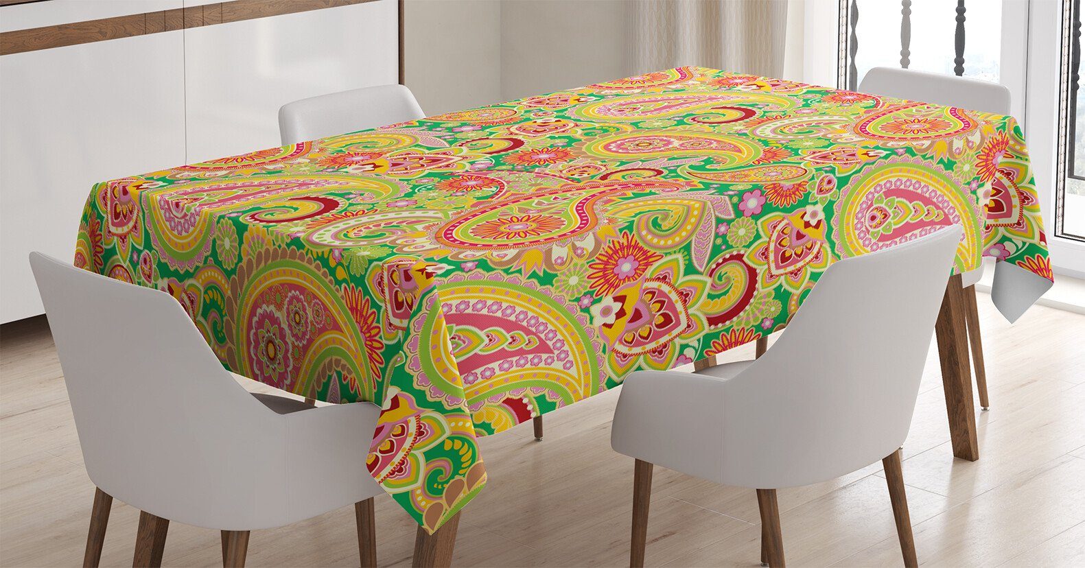 Klare geeignet den Abakuhaus Tischdecke Für Außen Waschbar Weinlese Bereich Bunte Paisley Farben, Farbfest