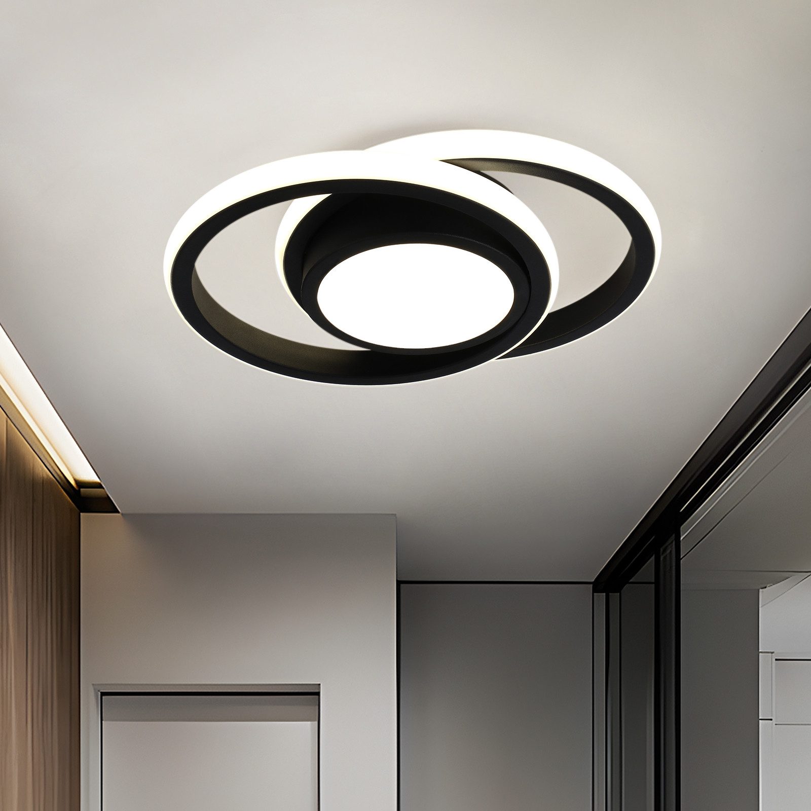 JDONG LED Deckenleuchte 30/32CM Schwarz 24W günstig online kaufen