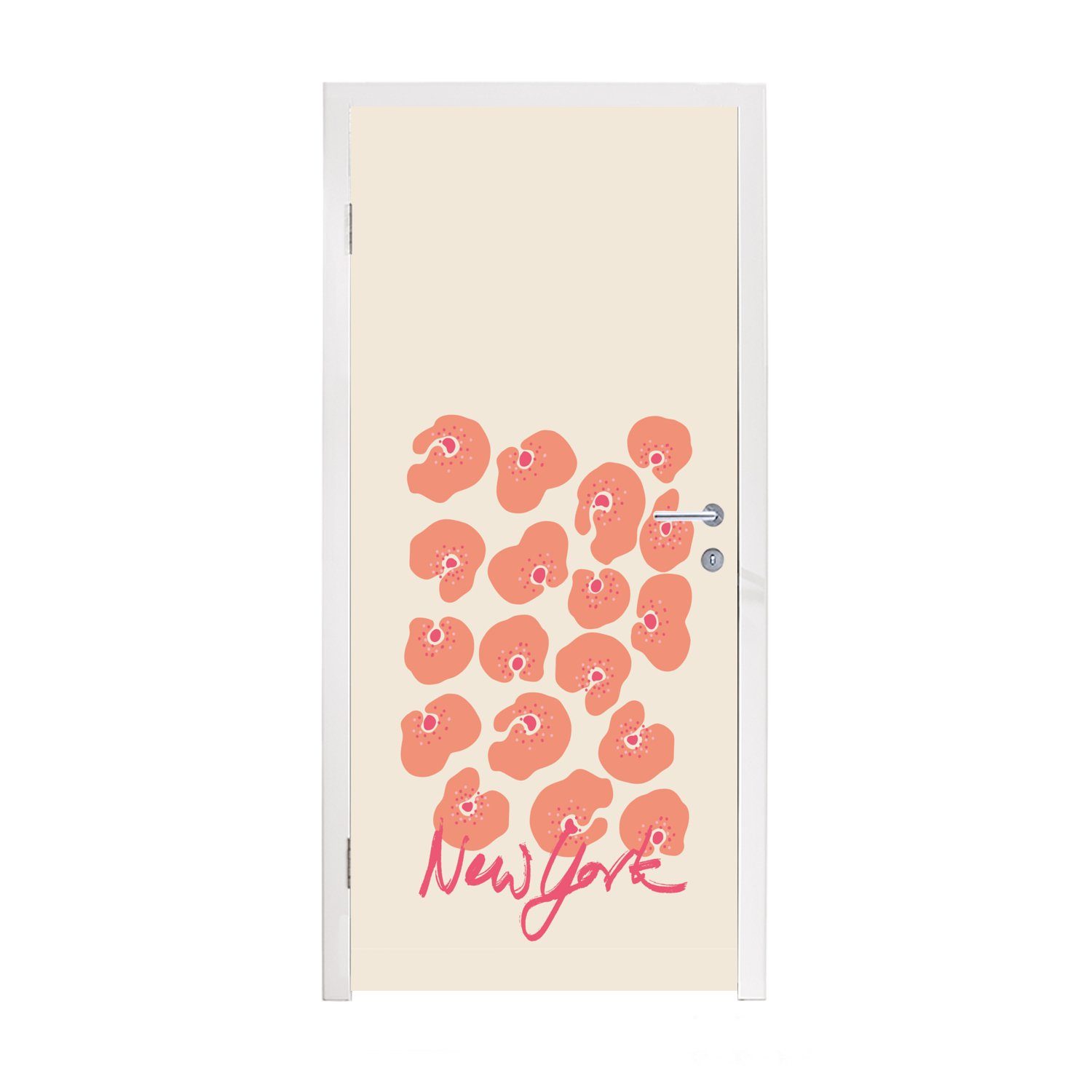 MuchoWow Türtapete Blume - Abstrakt - New York, Matt, bedruckt, (1 St), Fototapete für Tür, Türaufkleber, 75x205 cm