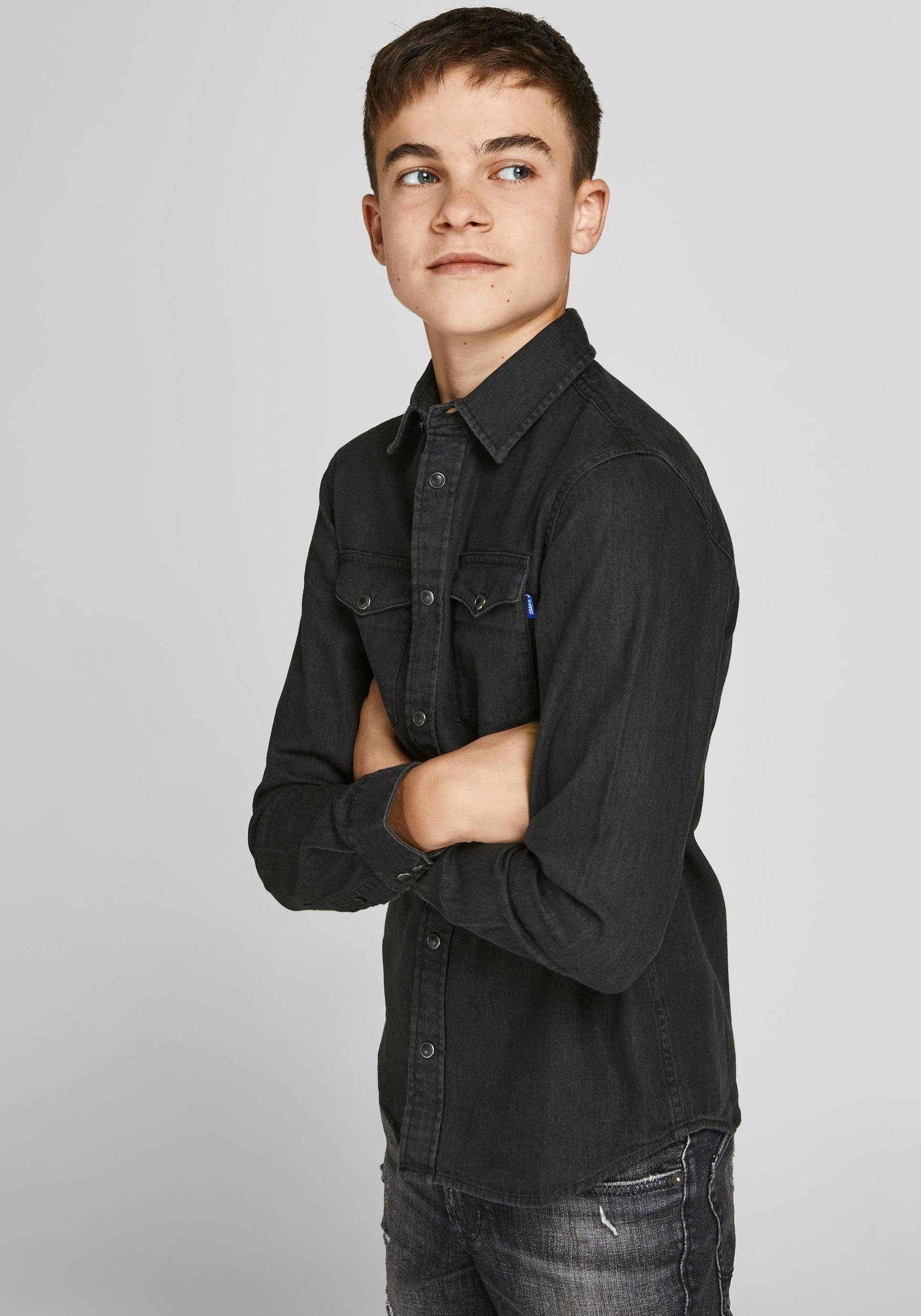 Jack & Jones Junior JNR L/S Denim SHIRT Black Jeanshemd JJESHERIDAN NOOS