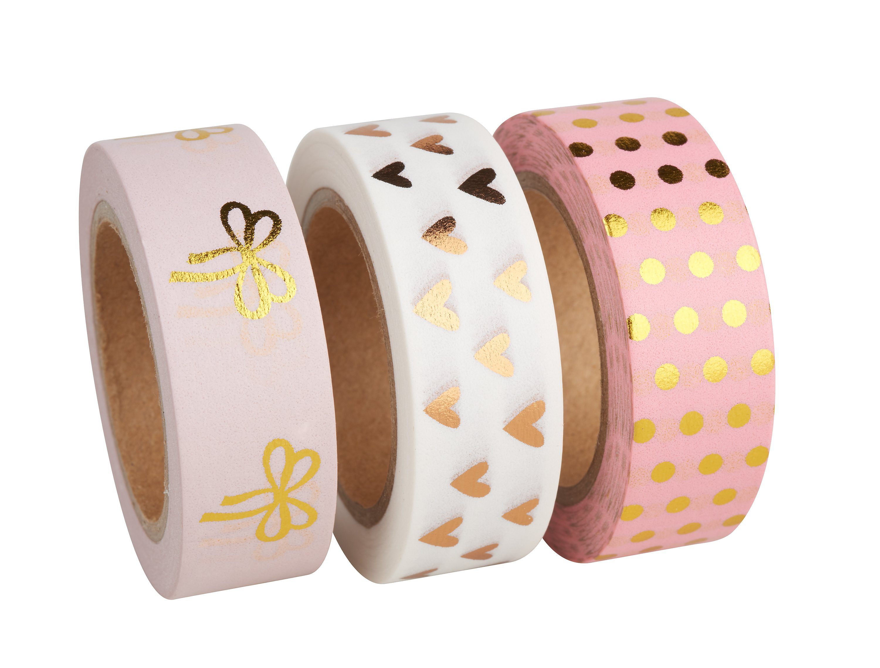 Washi Tape Set "Rose/Gold Foil" 3 Stück, Washi Tape Bänder sind perfekt