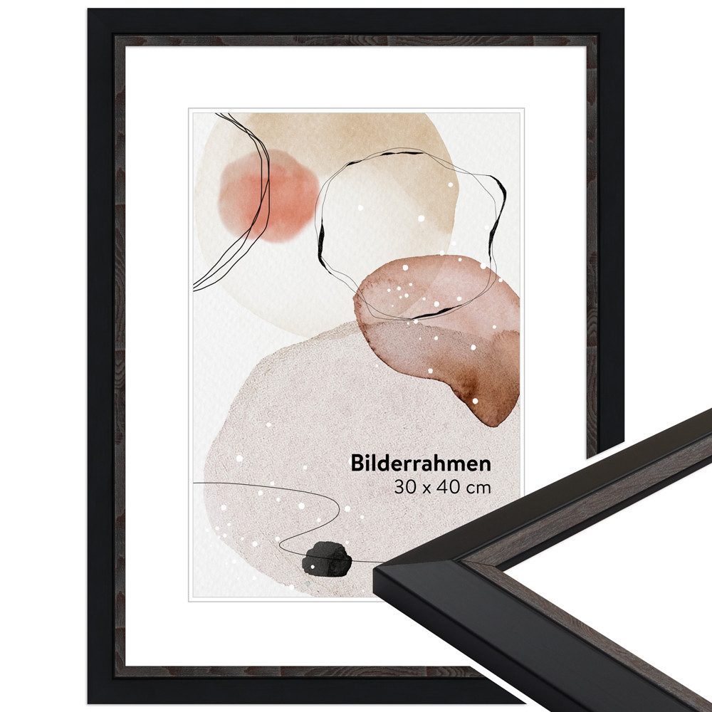 WANDStyle Bilderrahmen H490, Nussbaum-Schwarz, aus Massivholz im Stil Modern