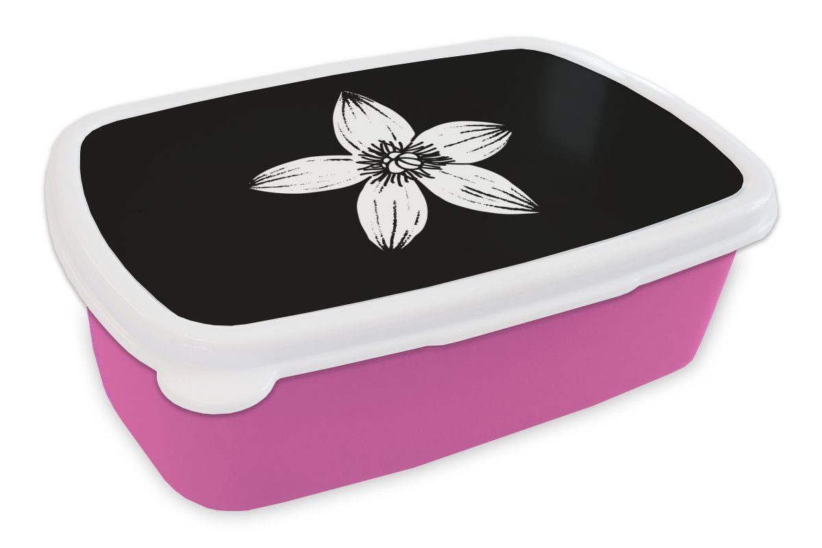 MuchoWow Lunchbox Blumen - Blüte - Vintage - Natur, Kunststoff, (2-tlg), Brotbox für Erwachsene, Brotdose Kinder, Snackbox, Mädchen, Kunststoff rosa | Lunchboxen